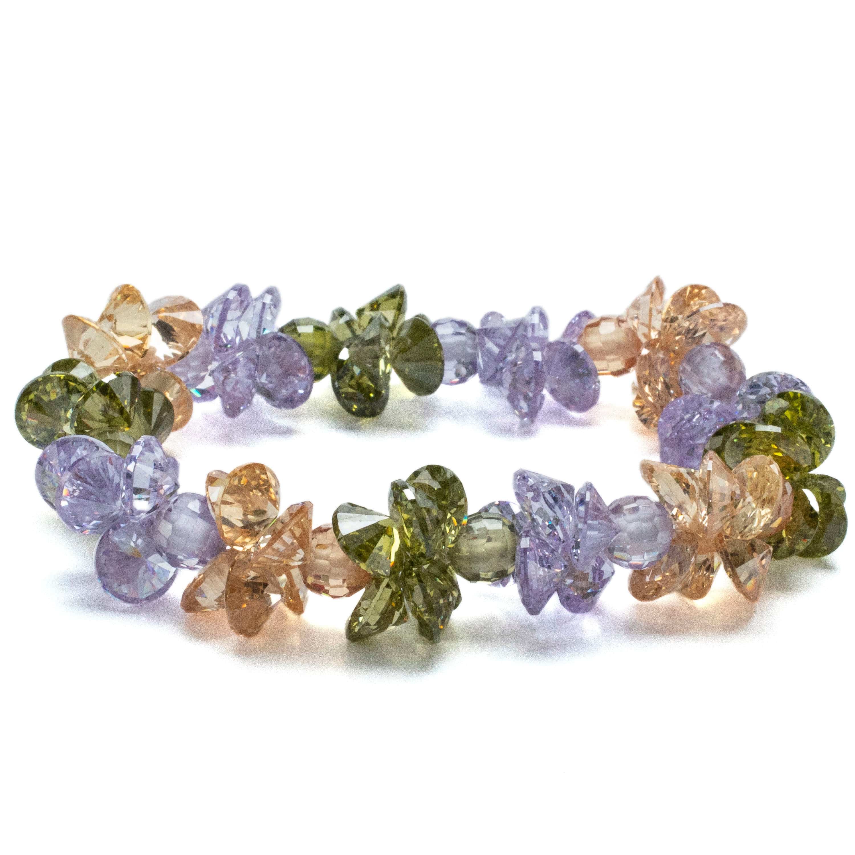 Kalifano Cubic Zirconia Bracelets Autumn Faceted Cubic Zirconia Crystal Elastic Bracelet GOLD-BCZ-24