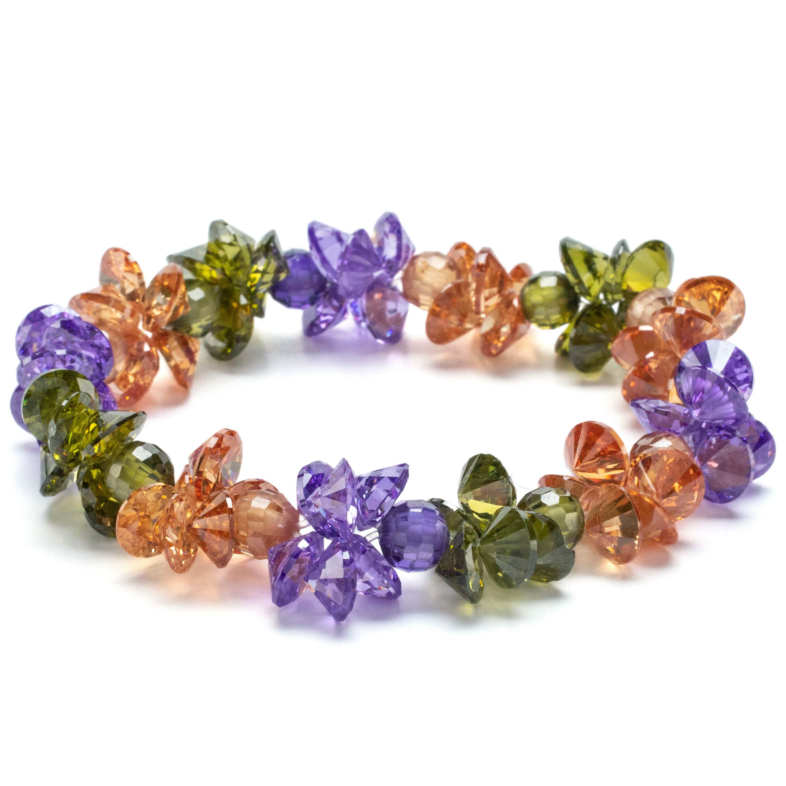 Kalifano Cubic Zirconia Bracelets Autumn Faceted Cubic Zirconia Crystal Elastic Bracelet GOLD-BCZ-25