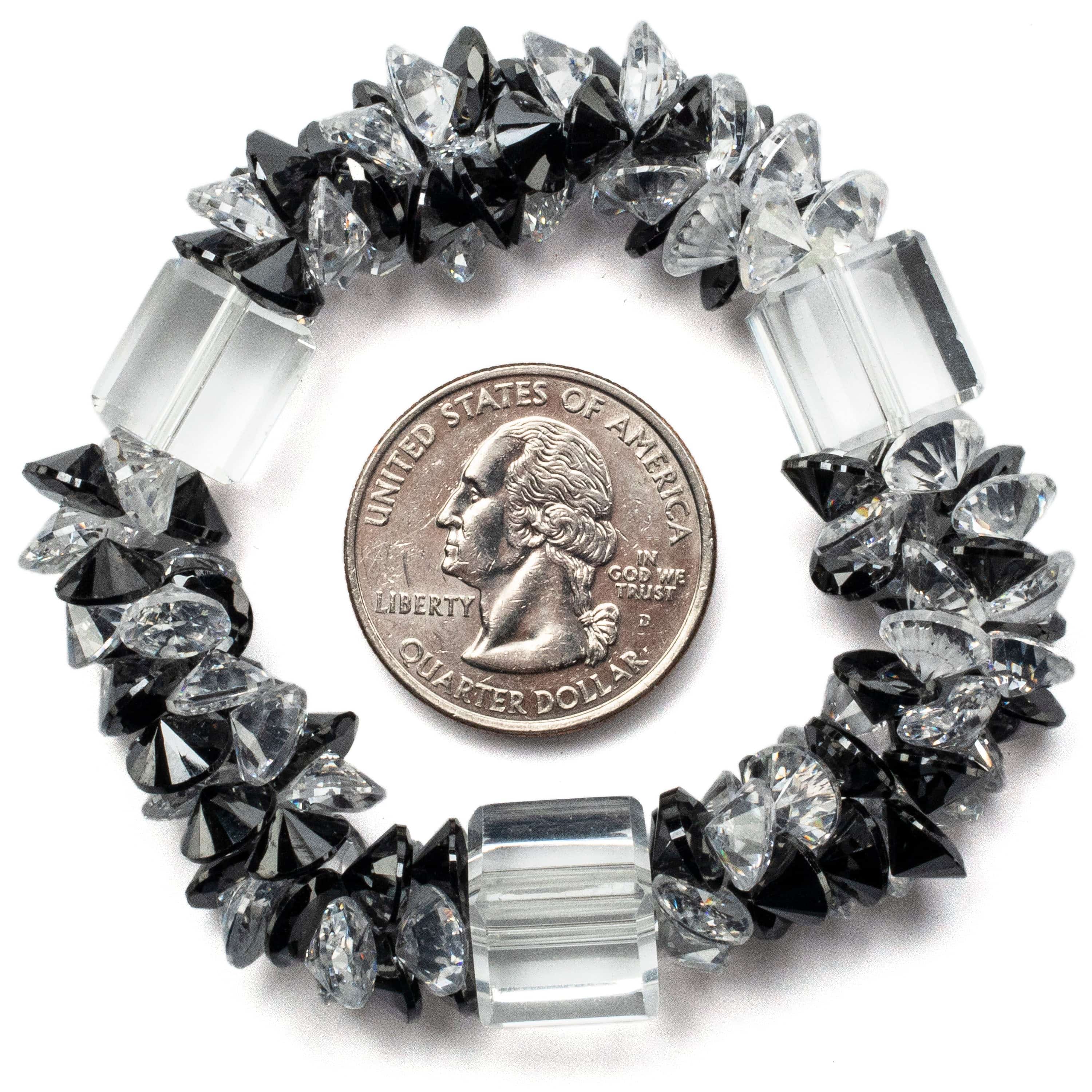 Kalifano Cubic Zirconia Bracelets Dalmation Faceted Cubic Zirconia Crystal Elastic Bracelet GOLD-BCZ-06