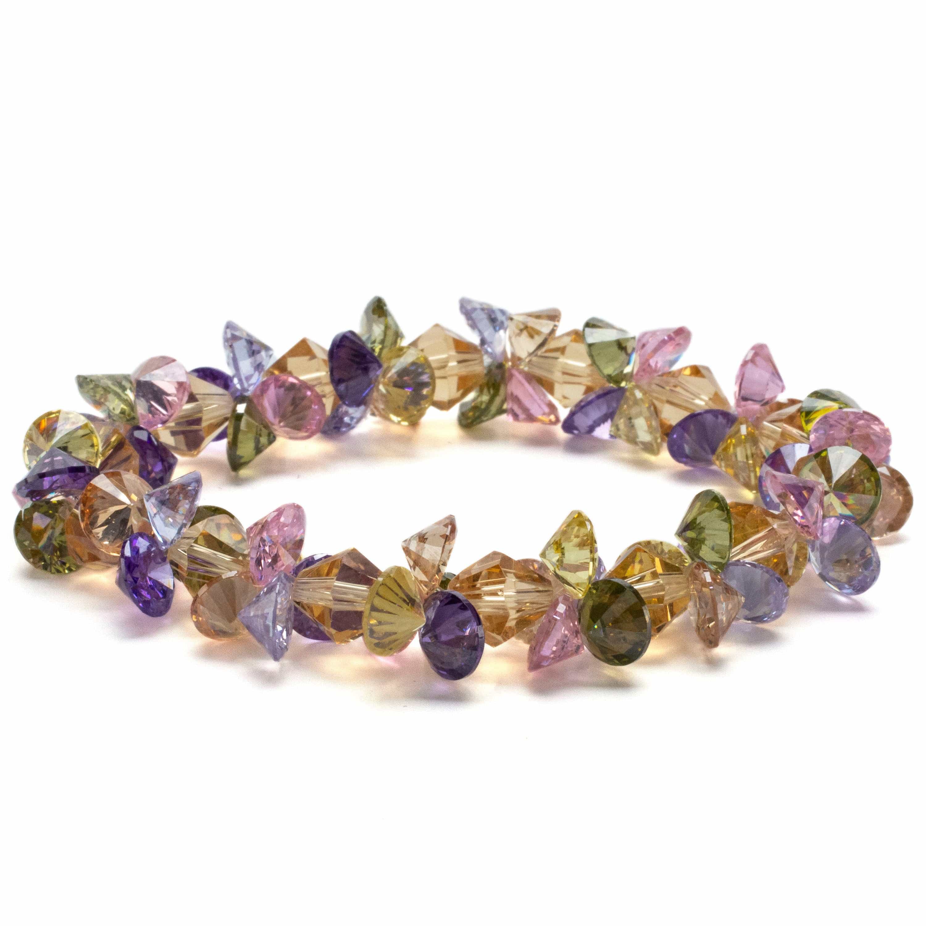Kalifano Cubic Zirconia Bracelets Floral Faceted Cubic Zirconia Crystal Elastic Bracelet GOLD-BCZ-09