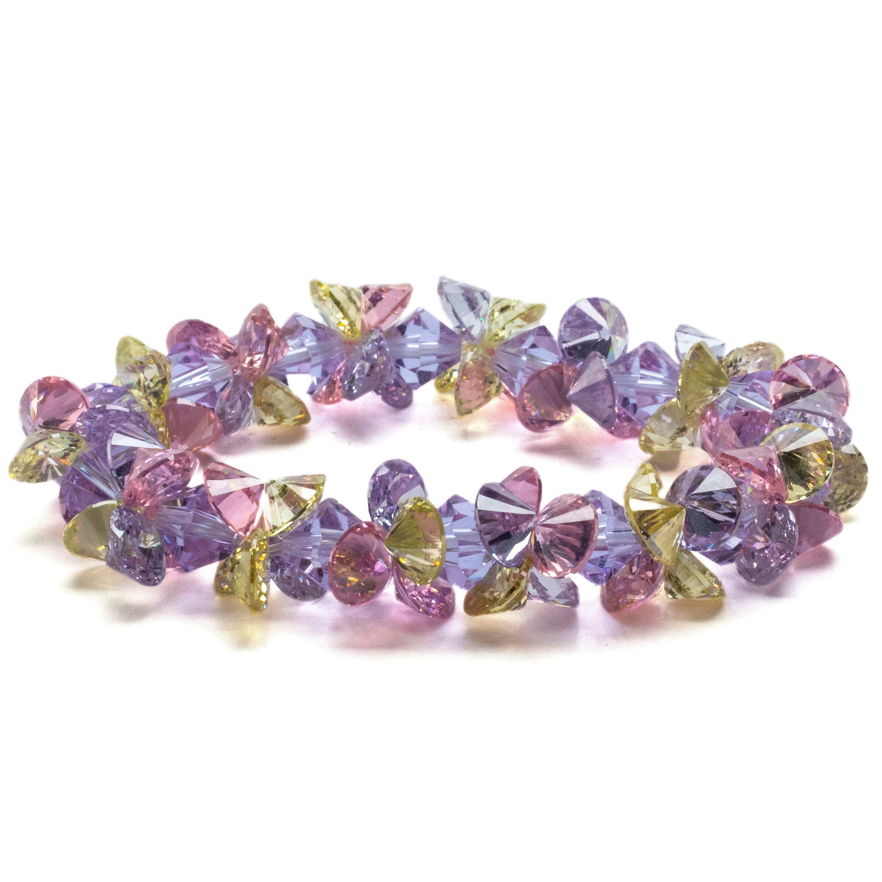 Kalifano Cubic Zirconia Bracelets Pastel Faceted Cubic Zirconia Crystal Elastic Bracelet GOLD-BCZ-12
