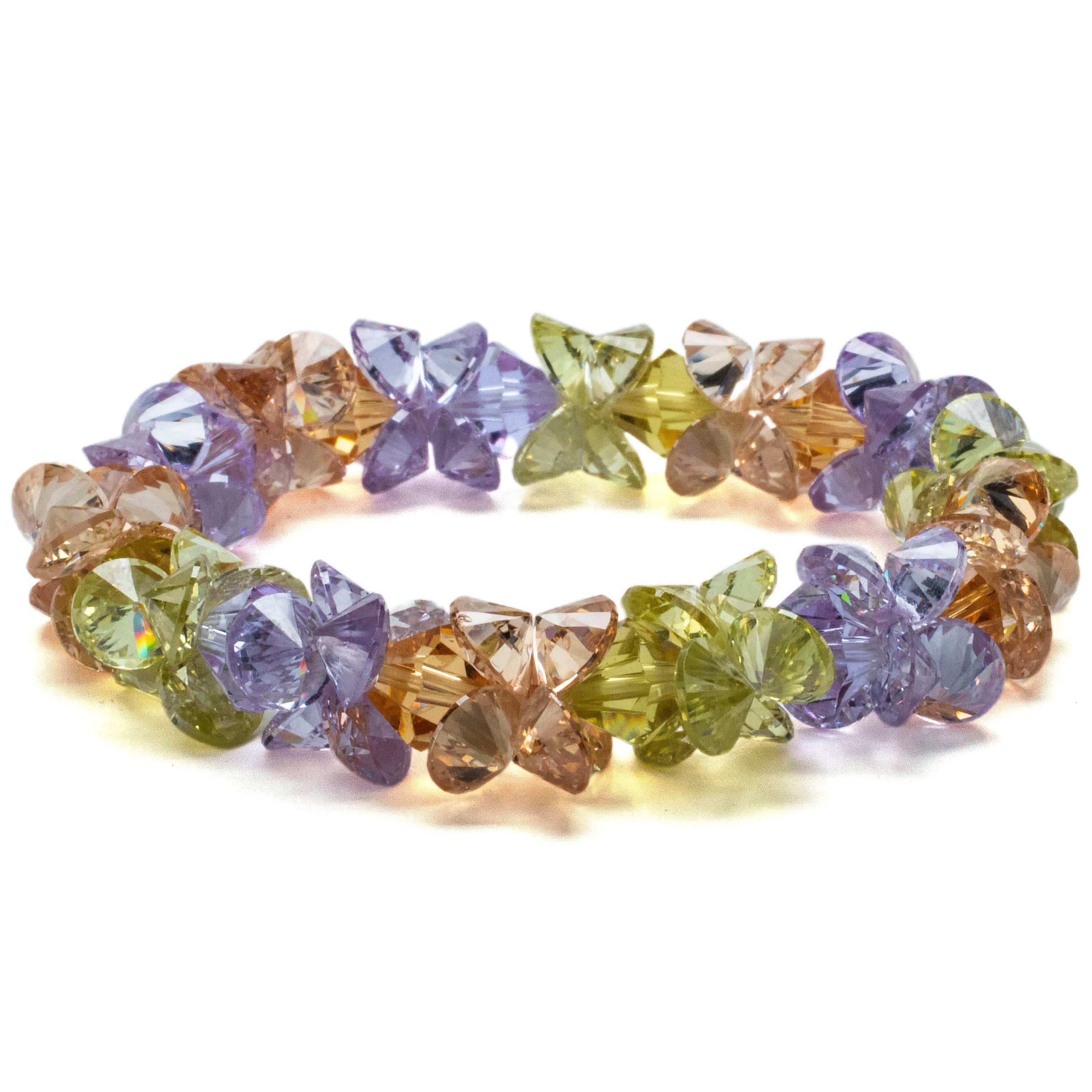 Kalifano Cubic Zirconia Bracelets Pastel Spring Faceted Cubic Zirconia Crystal Elastic Bracelet GOLD-BCZ-08