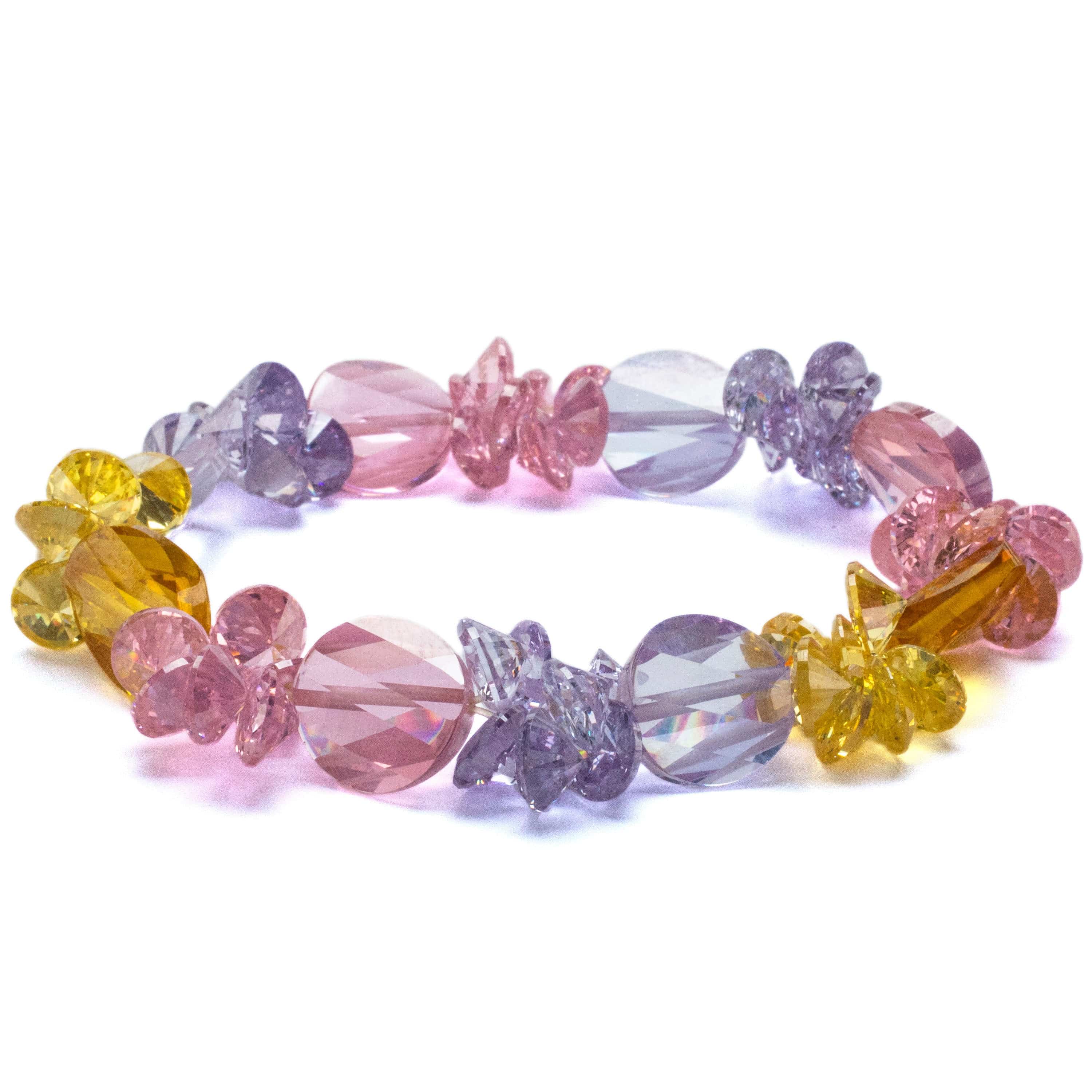 Kalifano Cubic Zirconia Bracelets Pastel Sunset Faceted Cubic Zirconia Crystal Elastic Bracelet GOLD-BCZ-20