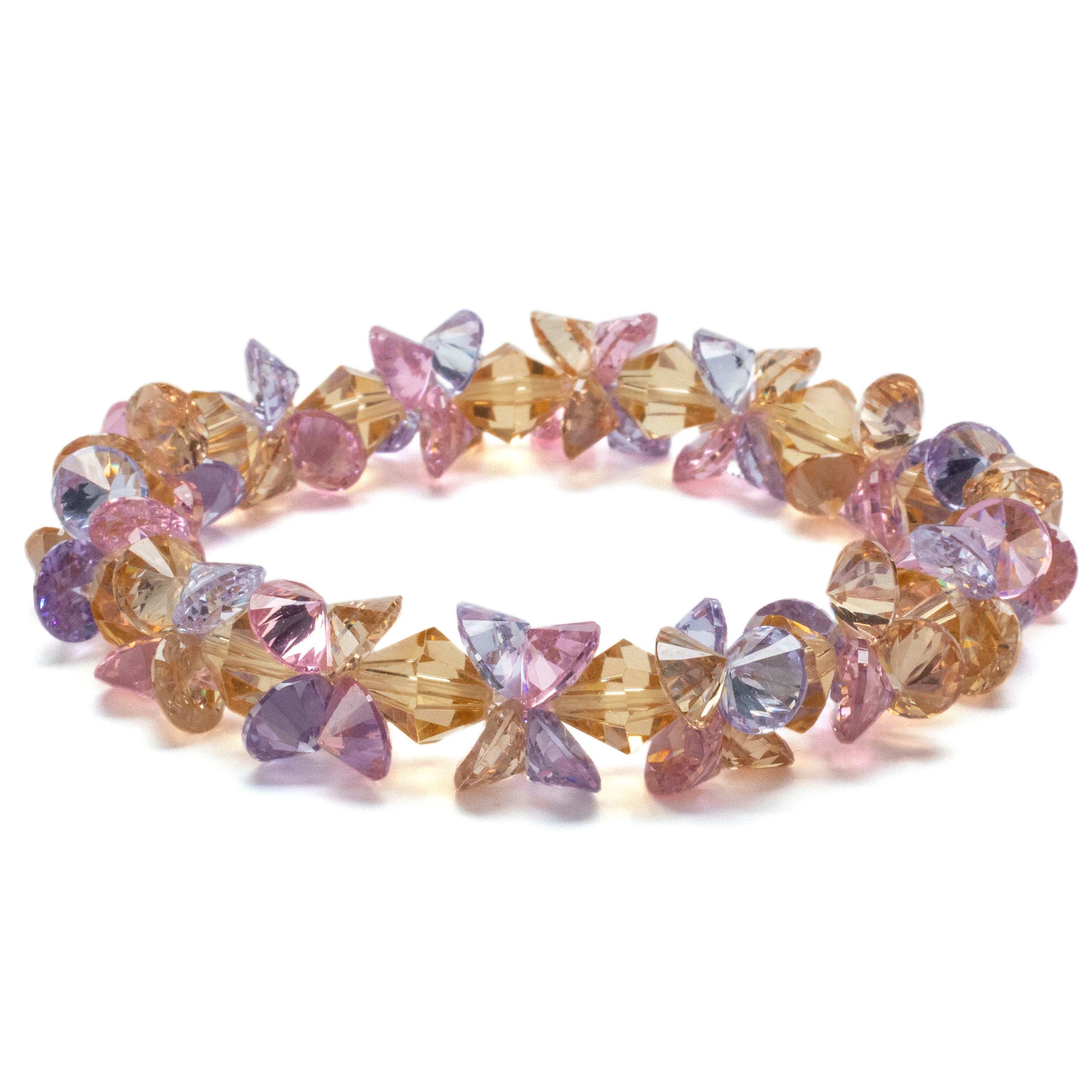 Kalifano Cubic Zirconia Bracelets Spring Faceted Cubic Zirconia Crystal Elastic Bracelet GOLD-BCZ-29