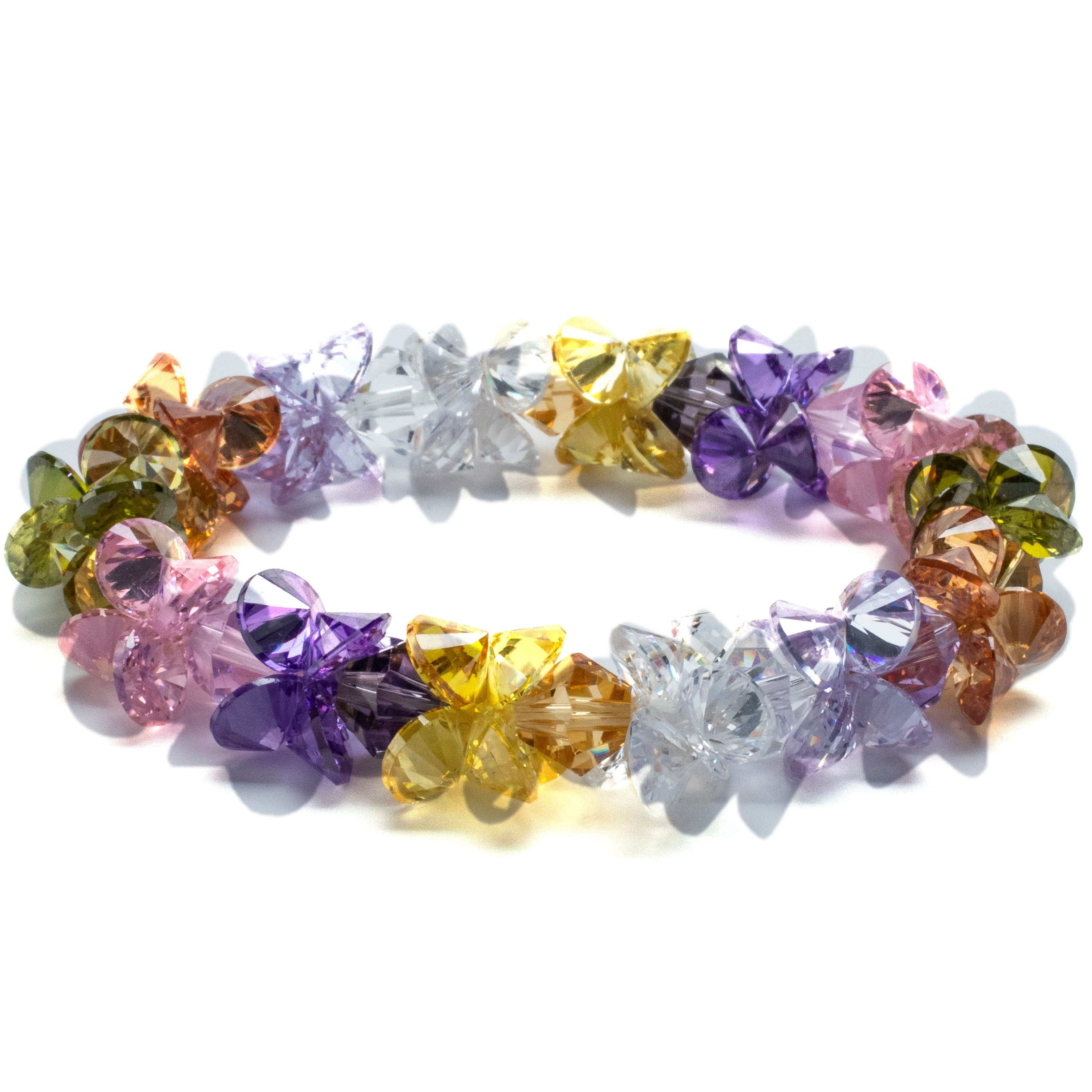 Kalifano Cubic Zirconia Bracelets Summer Blossom Faceted Cubic Zirconia Crystal Elastic Bracelet GOLD-BCZ-19