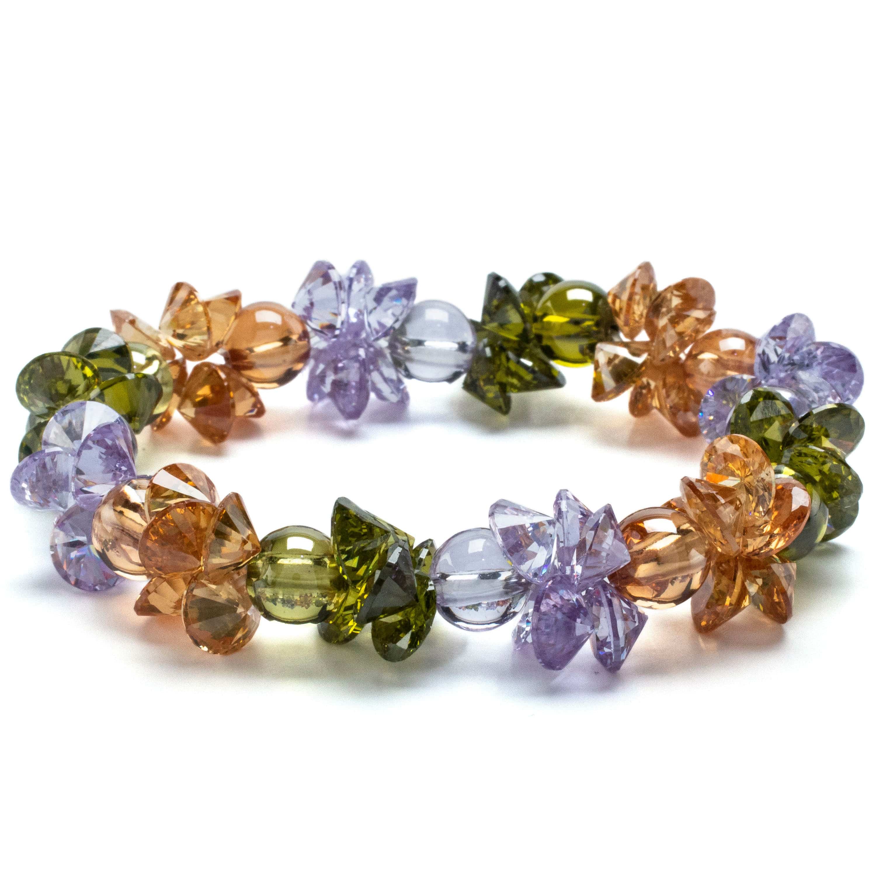 Kalifano Cubic Zirconia Bracelets Summer Faceted Cubic Zirconia Crystal Elastic Bracelet GOLD-BCZ-18