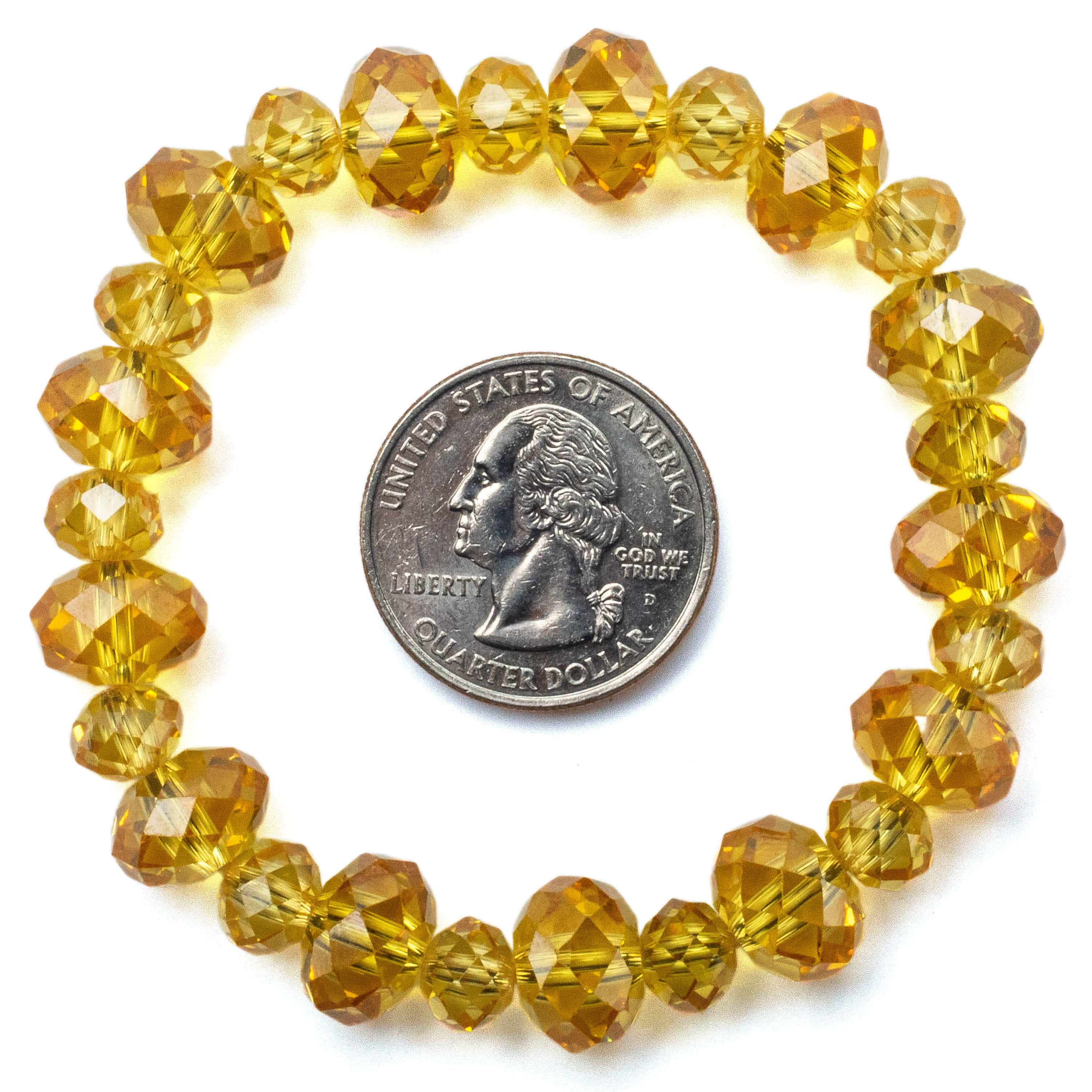 Kalifano Cubic Zirconia Bracelets Sunflower Yellow Faceted Cubic Zirconia Crystal Elastic Bracelet GOLD-BCZ-14