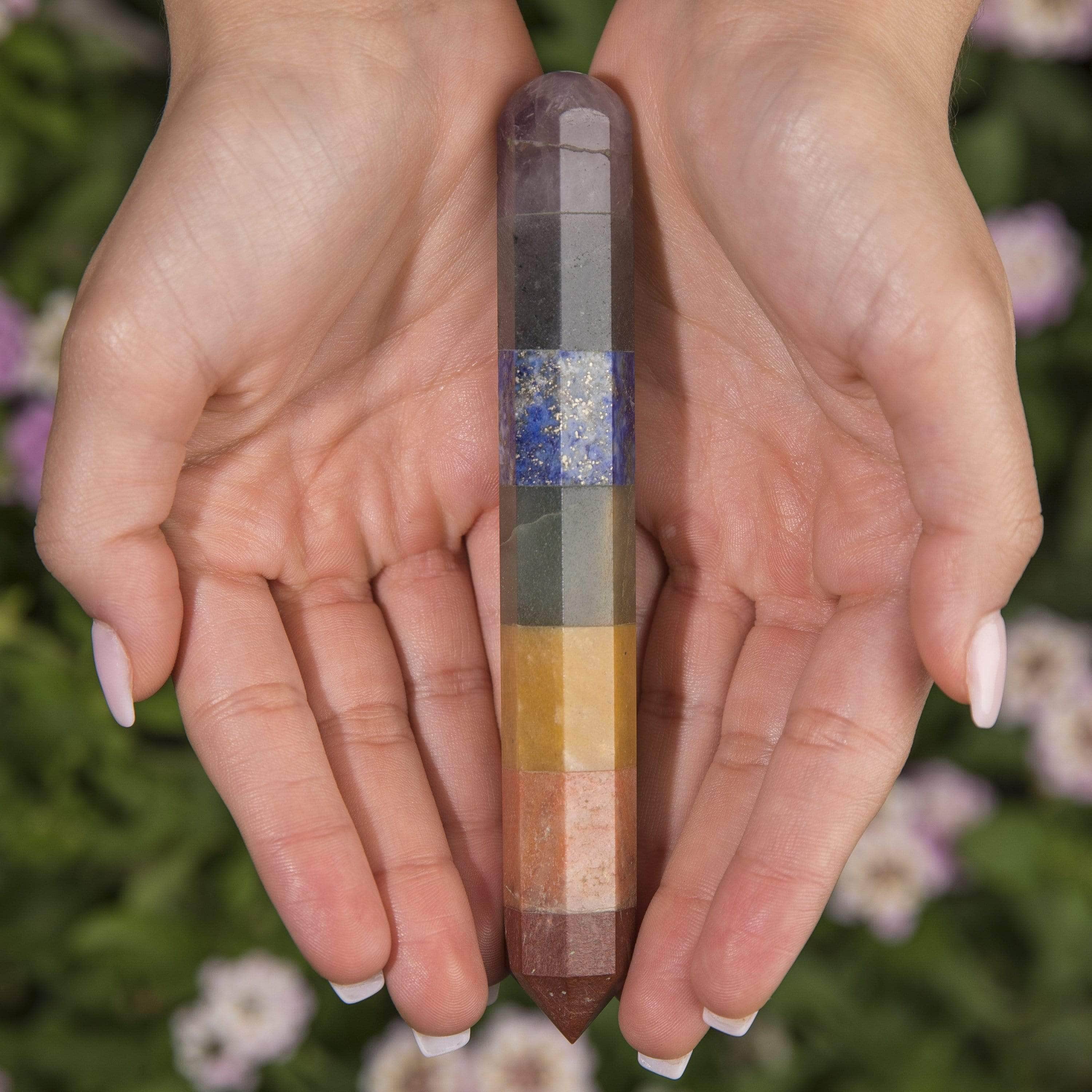 Kalifano Fossils & Minerals 7 Chakra Crystal Healing Wand CMW80