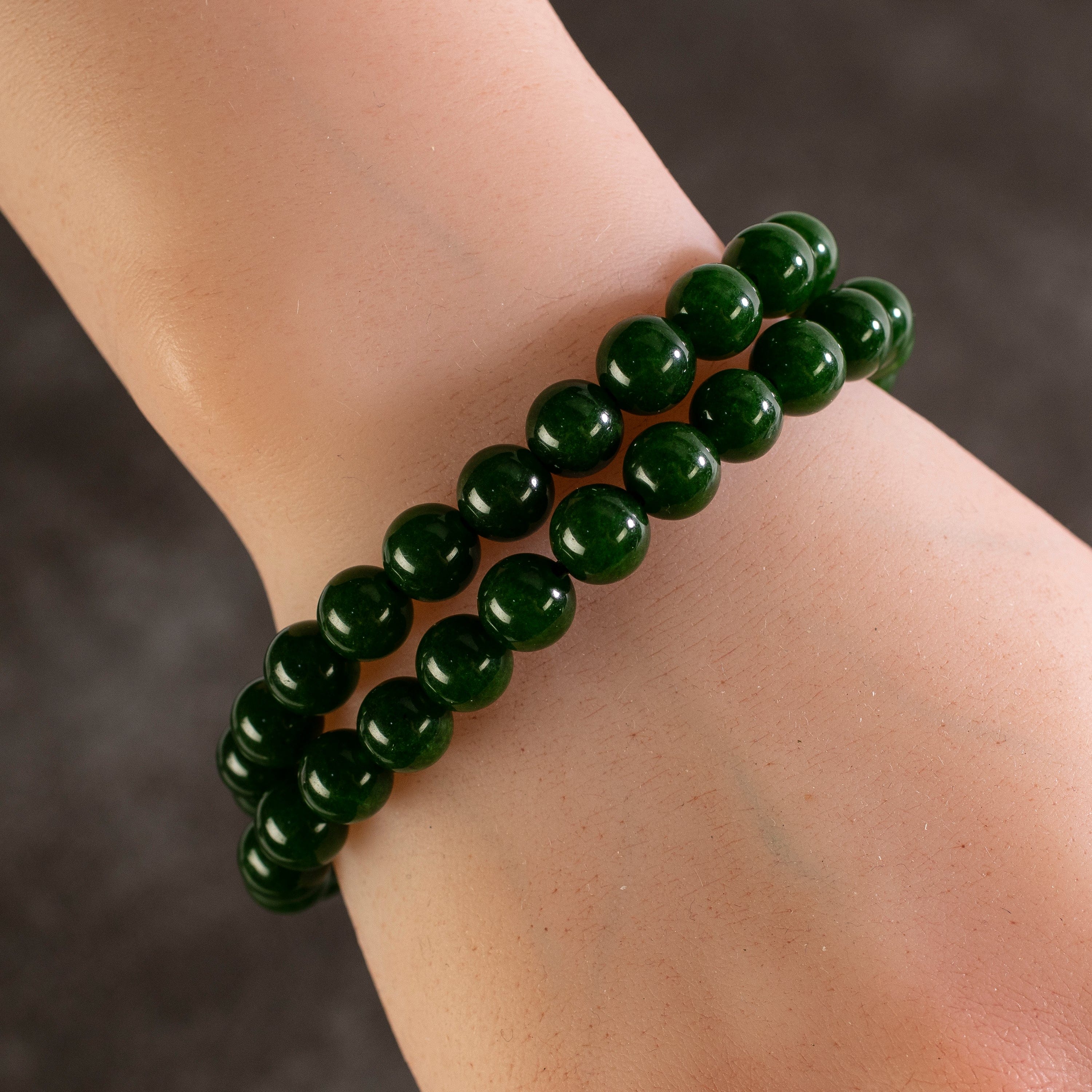 Kalifano Gemstone Bracelets Aventurine 8mm Beads Double Wrap Elastic Gemstone Bracelet WHITE-BGI2-030