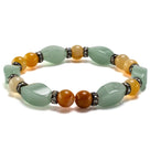 Aventurine Twisted Bead and Round Butter Jade with Crystal Accent Beads Gemstone Elastic Bracelet