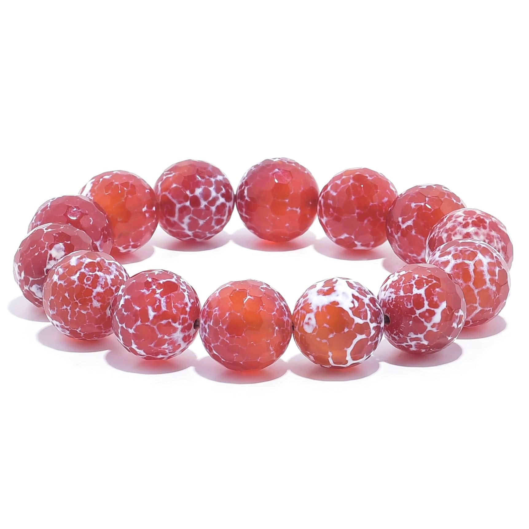 Kalifano Gemstone Bracelets Carnelian Faceted Natural Gemstone Large Bead Elastic Bracelet GOLD-BGP-061