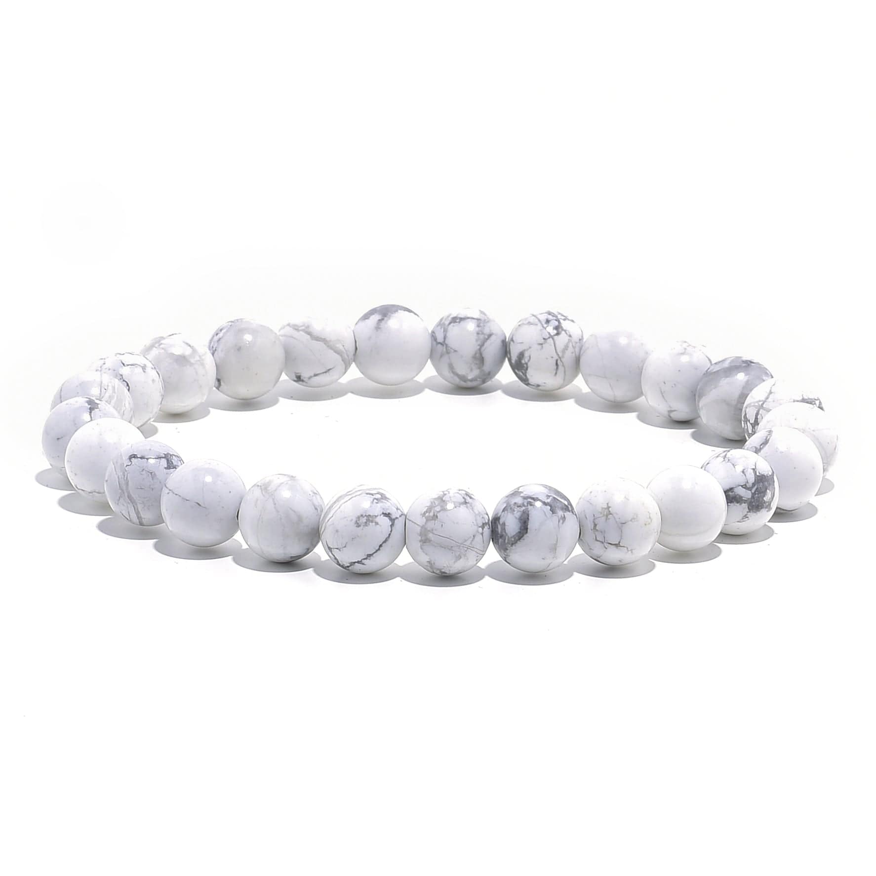 White Marble Howlite Stone Bead Bracelet with Bronze Spacers -  10mm-Wholesale