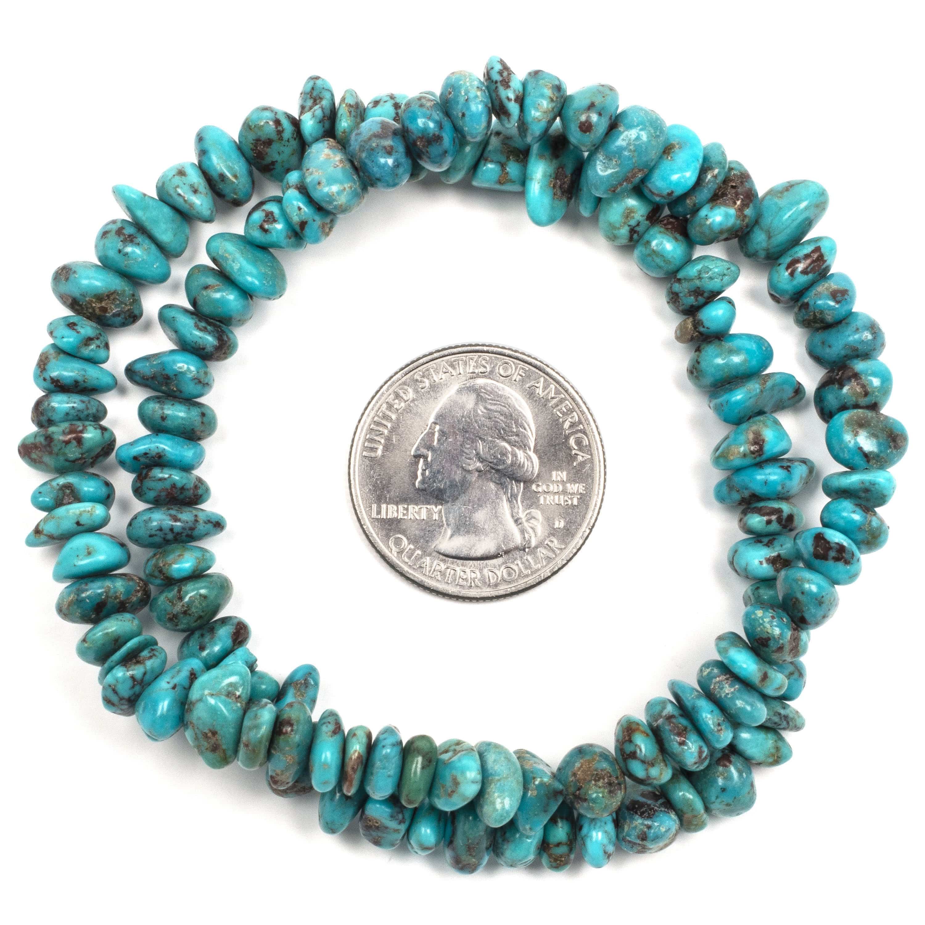 Kalifano Gemstone Bracelets Natural Turquoise Chips Double Wrap Elastic Gemstone Bracelet WHITE-BGI2-016