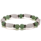 Rose Quartz Twisted Bead and Round Aventurine with Crystal Accent Beads Gemstone Elastic Bracelet