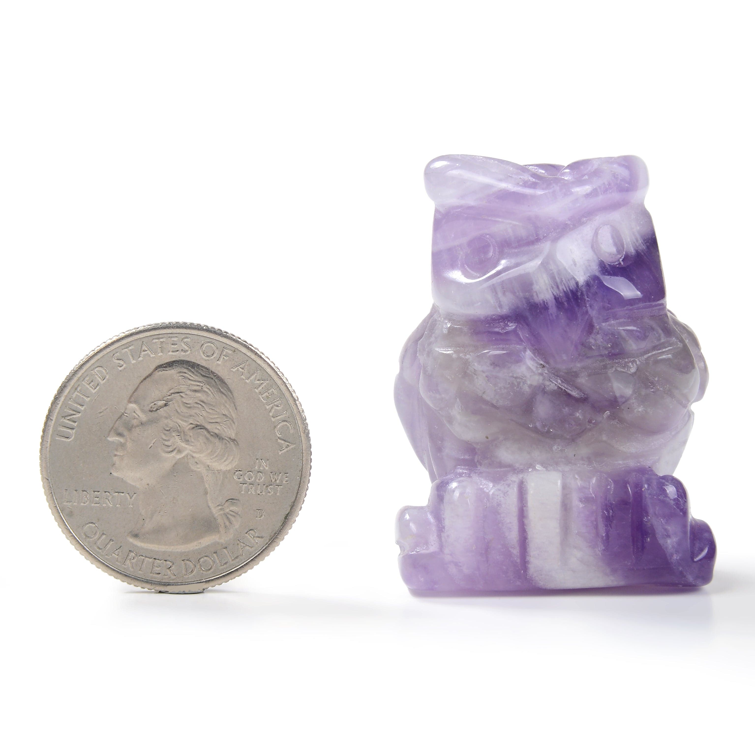 Kalifano Gemstone Carvings Amethyst Owl 1.5" Natural Gemstone Carving CV12-O-AM
