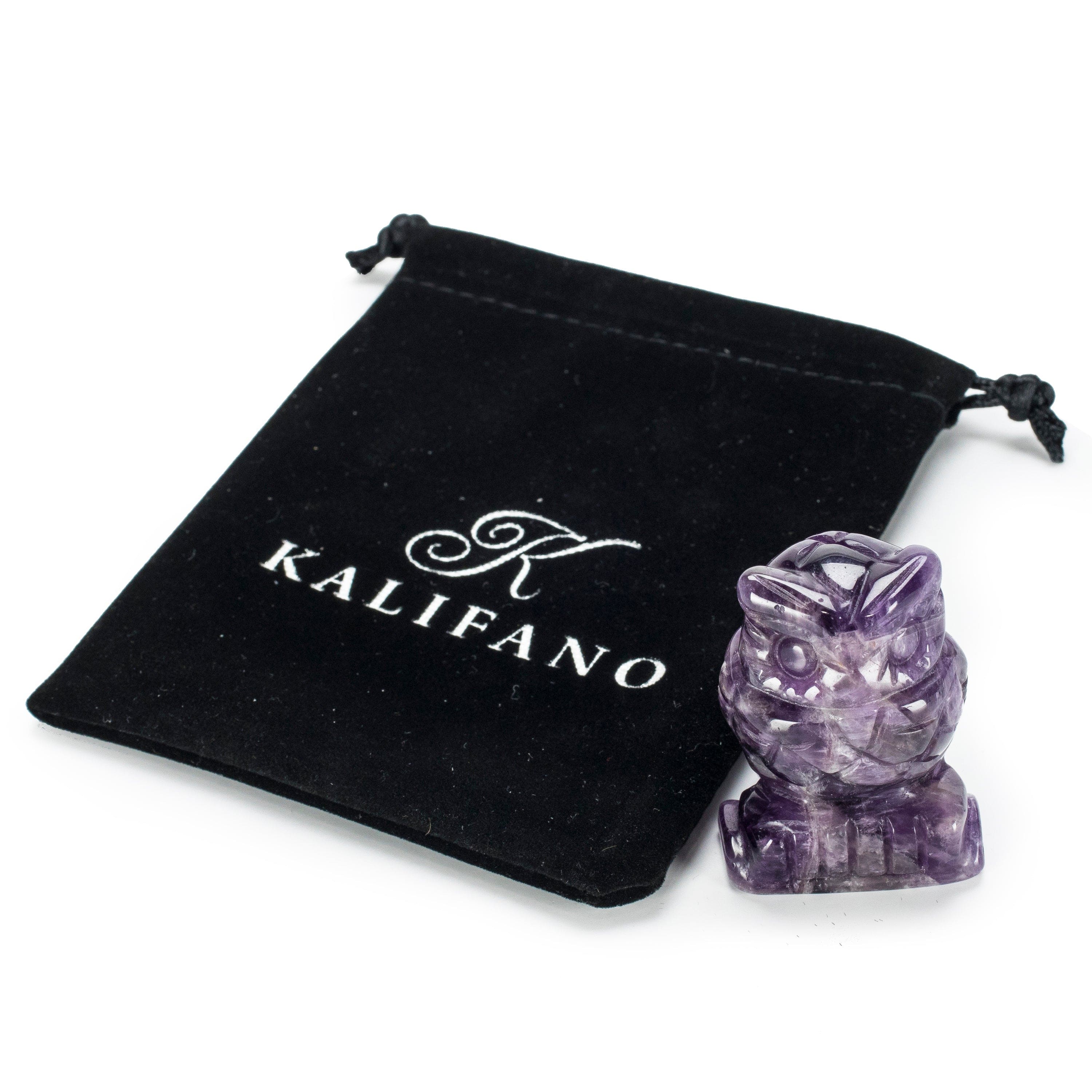 Kalifano Gemstone Carvings Amethyst Owl 2'' Natural Gemstone Carving CV28-O-AM