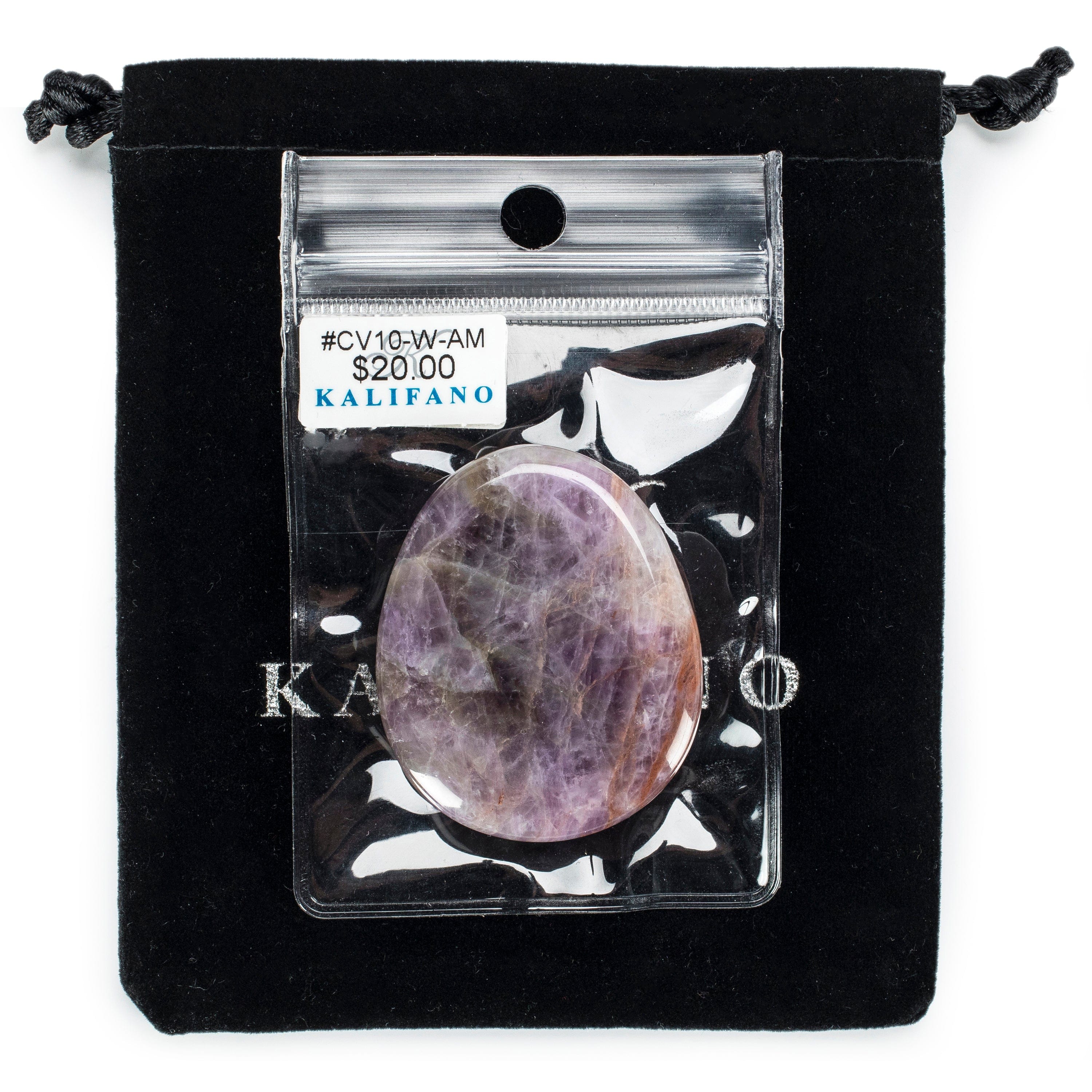 Kalifano Gemstone Carvings Amethyst Worry Stone Natural Gemstone Carving CV10-W-AM