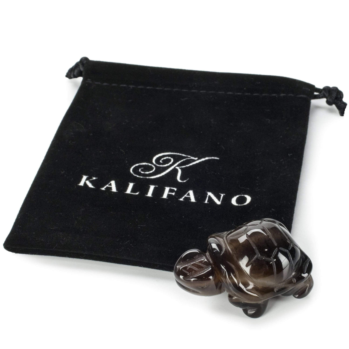 Kalifano Gemstone Carvings Black Agate Turtle 1.5'' Natural Gemstone Carving CV13-T-BAE