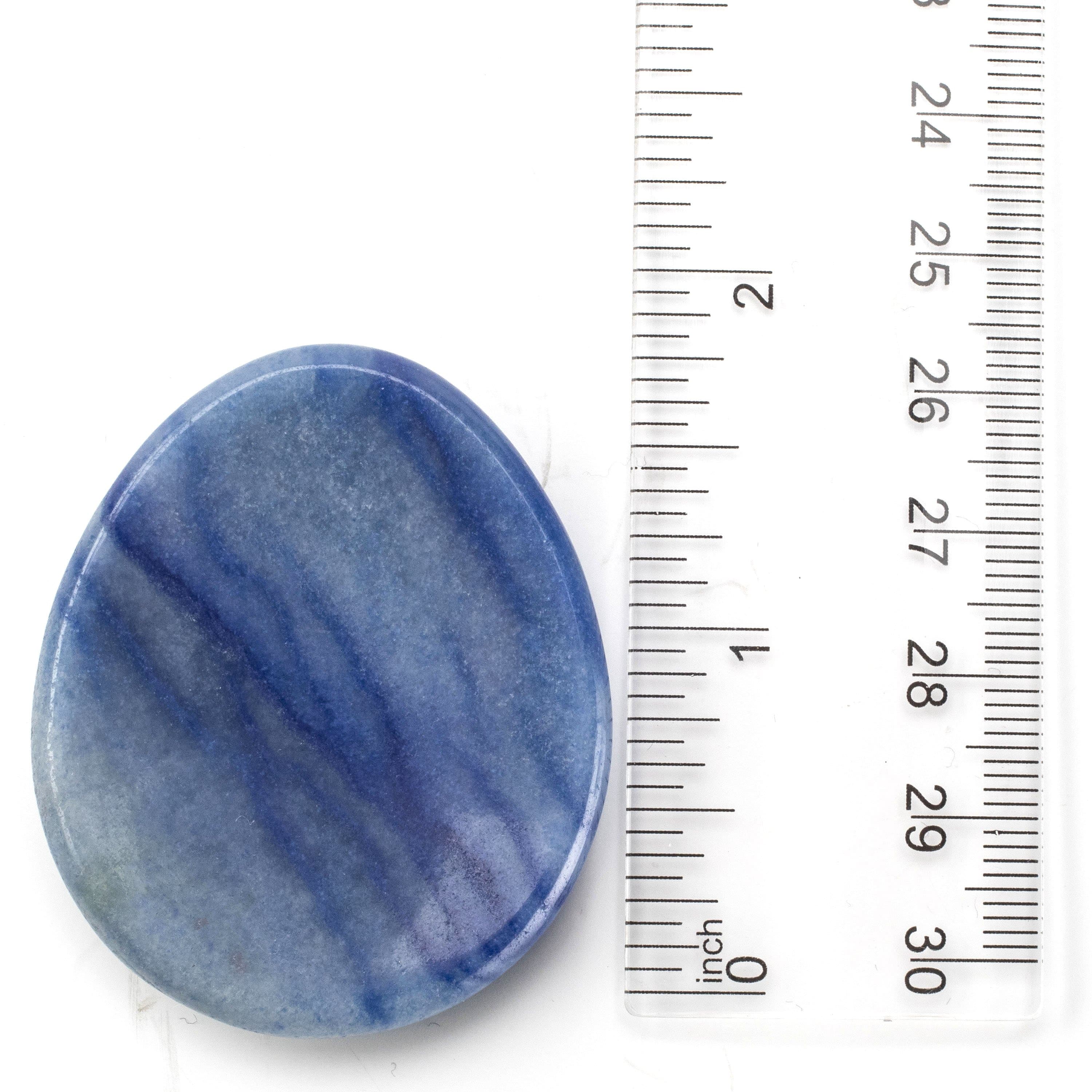 Kalifano Gemstone Carvings Blue Agate Worry Stone Natural Gemstone Carving CV10-W-BA