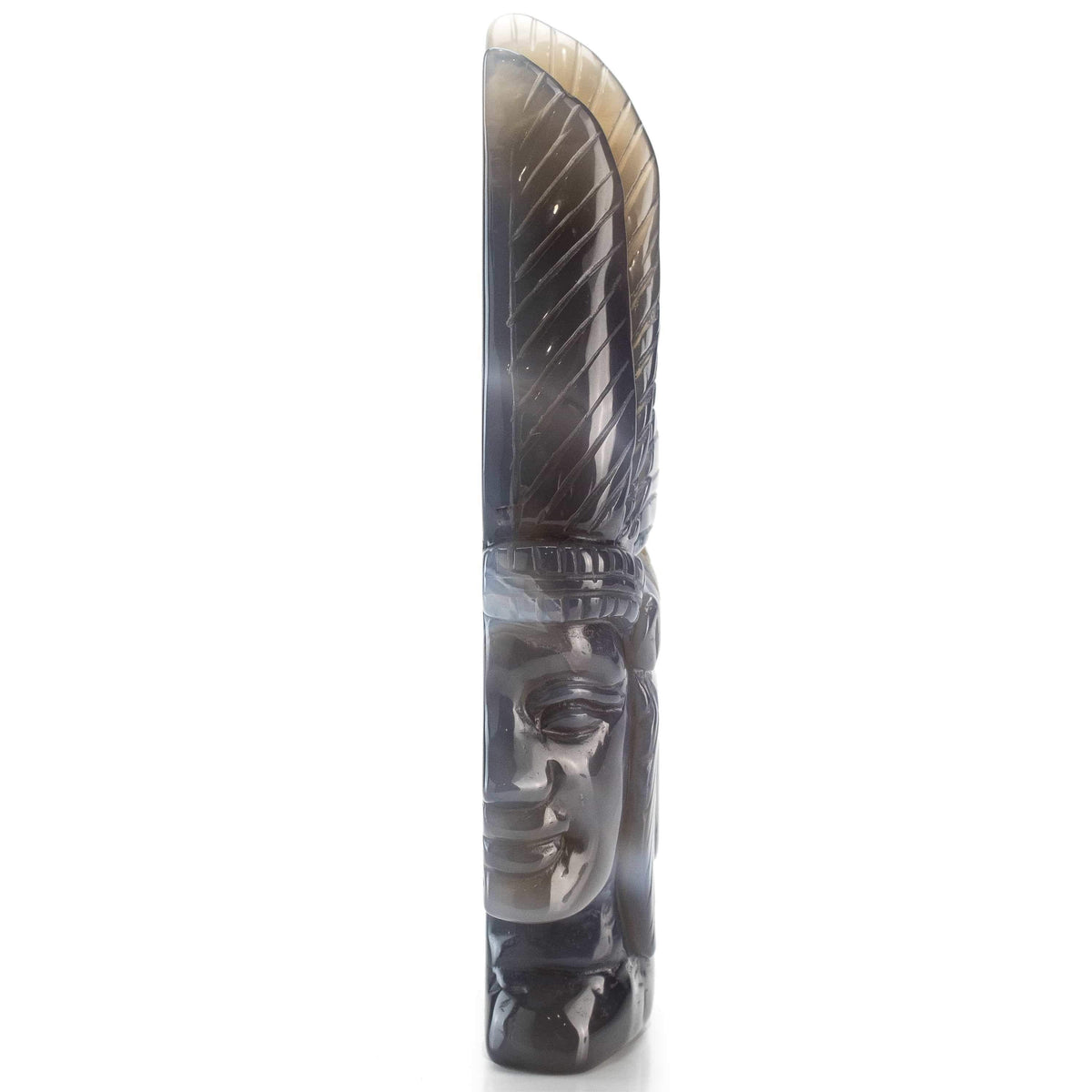 Kalifano Gemstone Carvings Chalcedony Agate Hand-Carved Chief Carving CV200.001