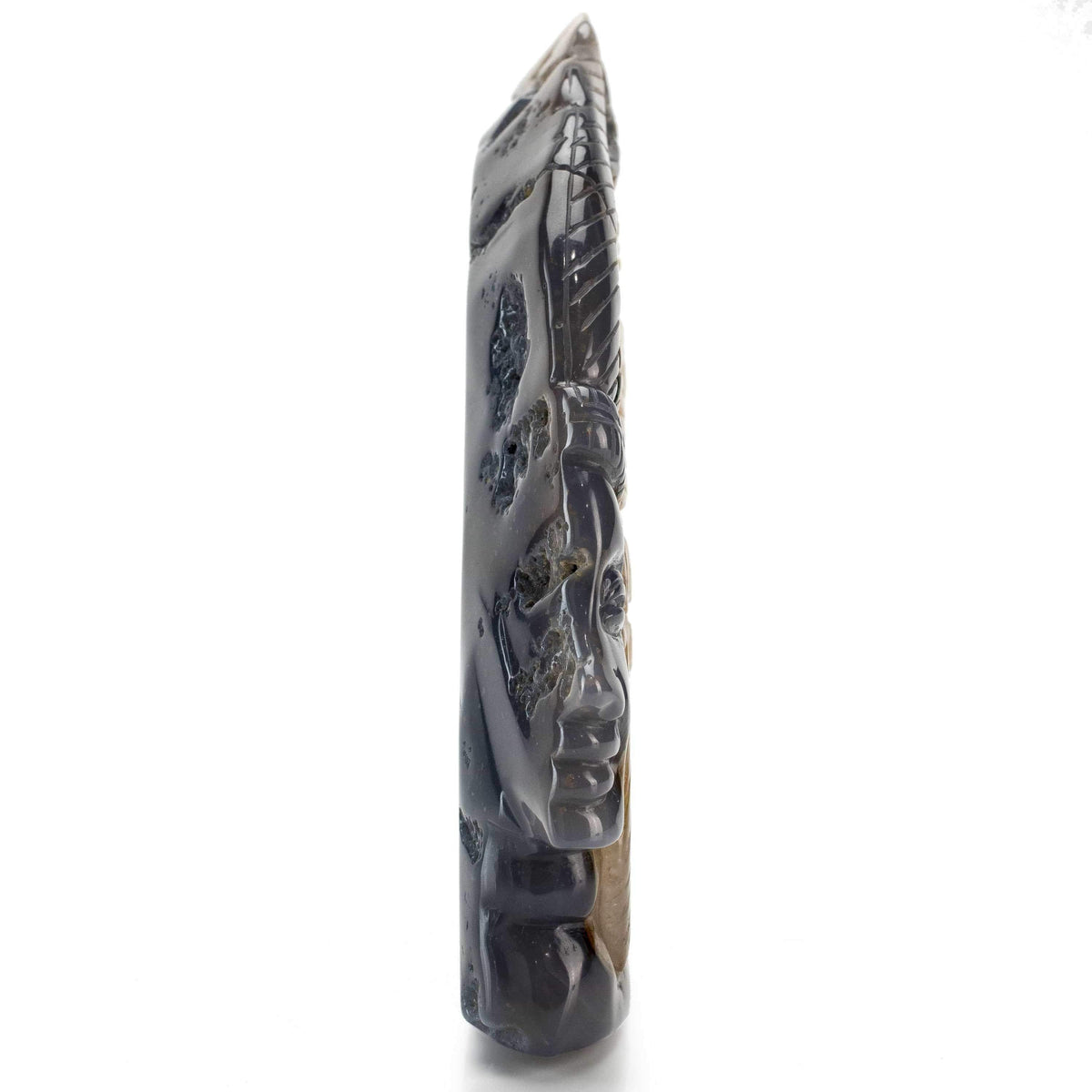 Kalifano Gemstone Carvings Chalcedony Agate Hand-Carved Chief Carving CV425.001