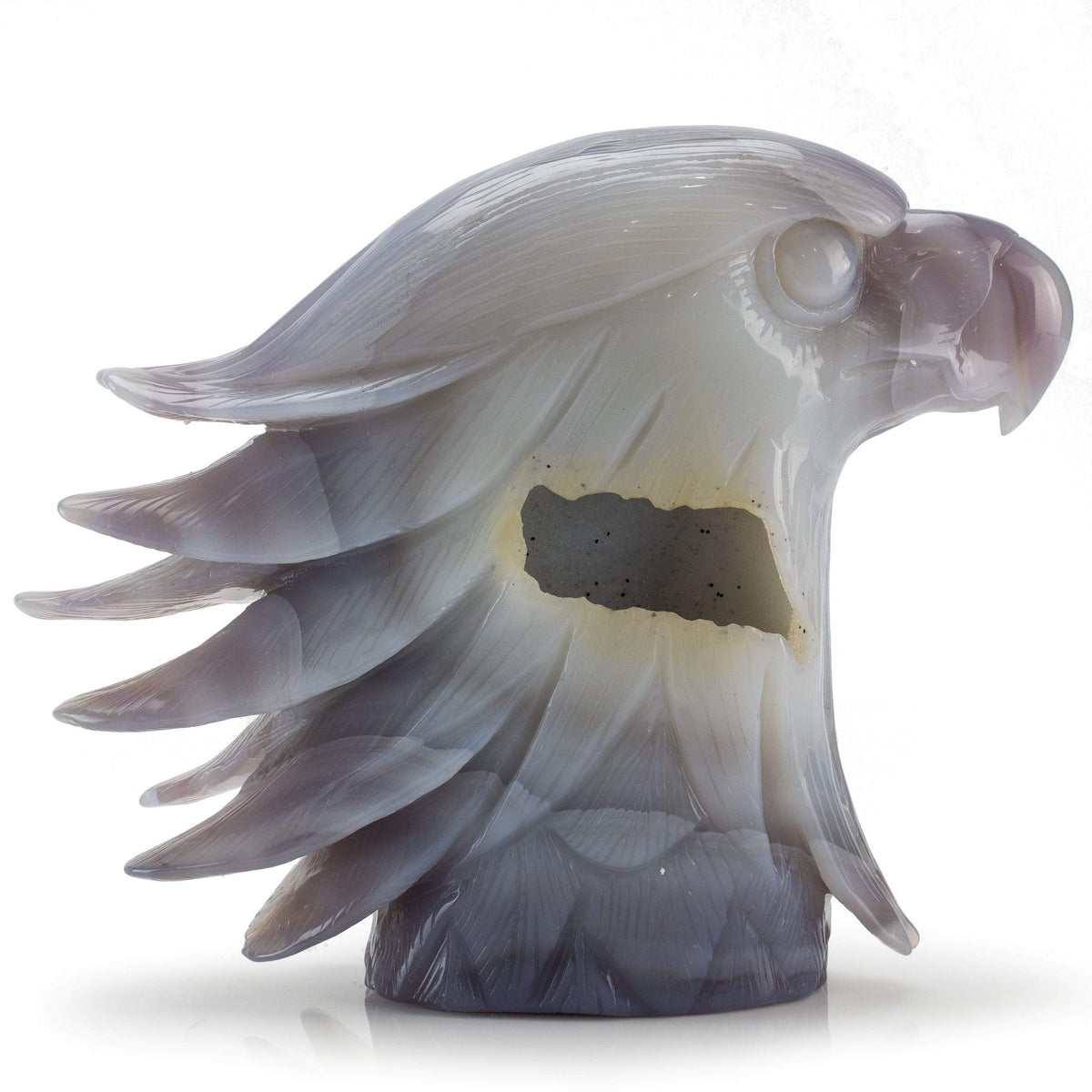 Kalifano Gemstone Carvings Chalcedony Agate Hand-Carved Eagle Carving CV1050.001