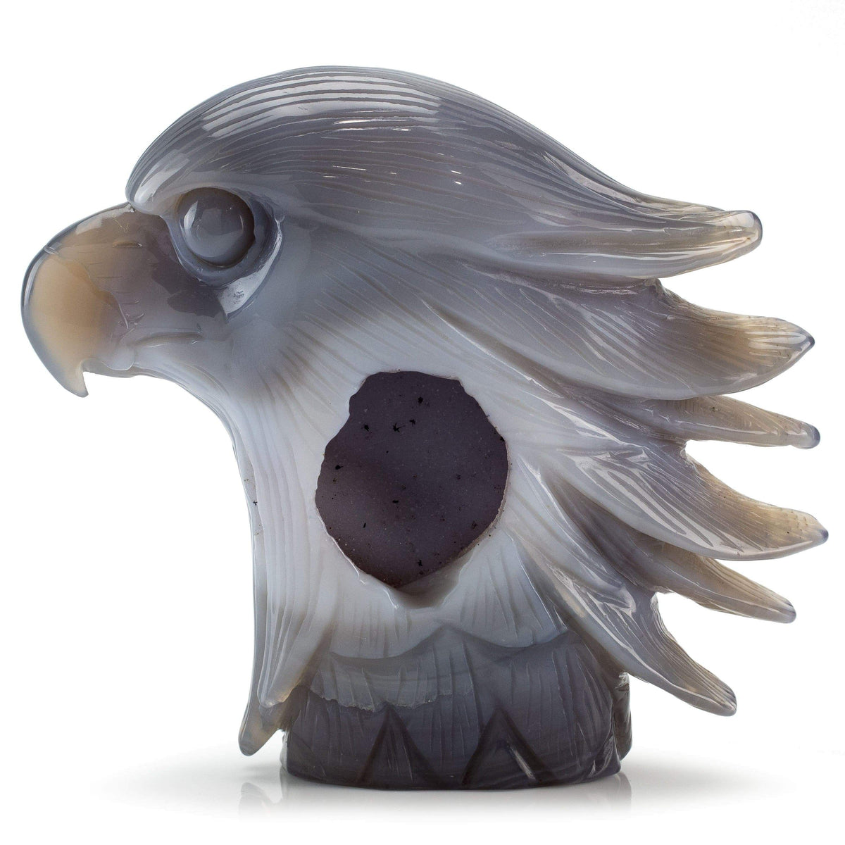 Kalifano Gemstone Carvings Chalcedony Agate Hand-Carved Eagle Carving CV350.001