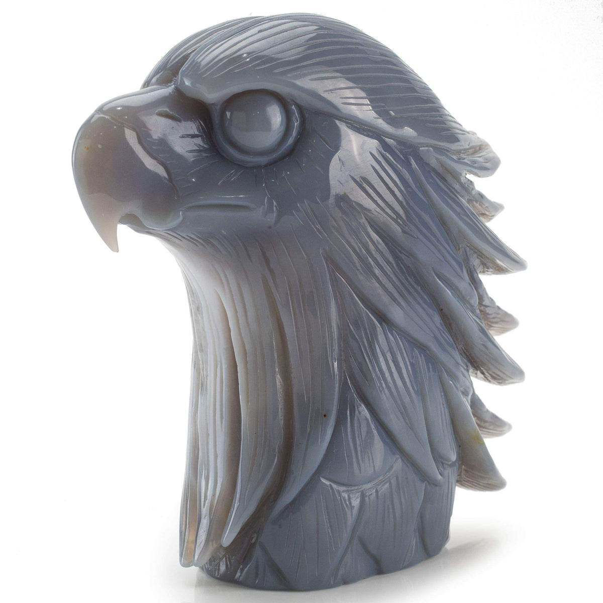 Kalifano Gemstone Carvings Chalcedony Agate Hand-Carved Eagle Carving CV600.002