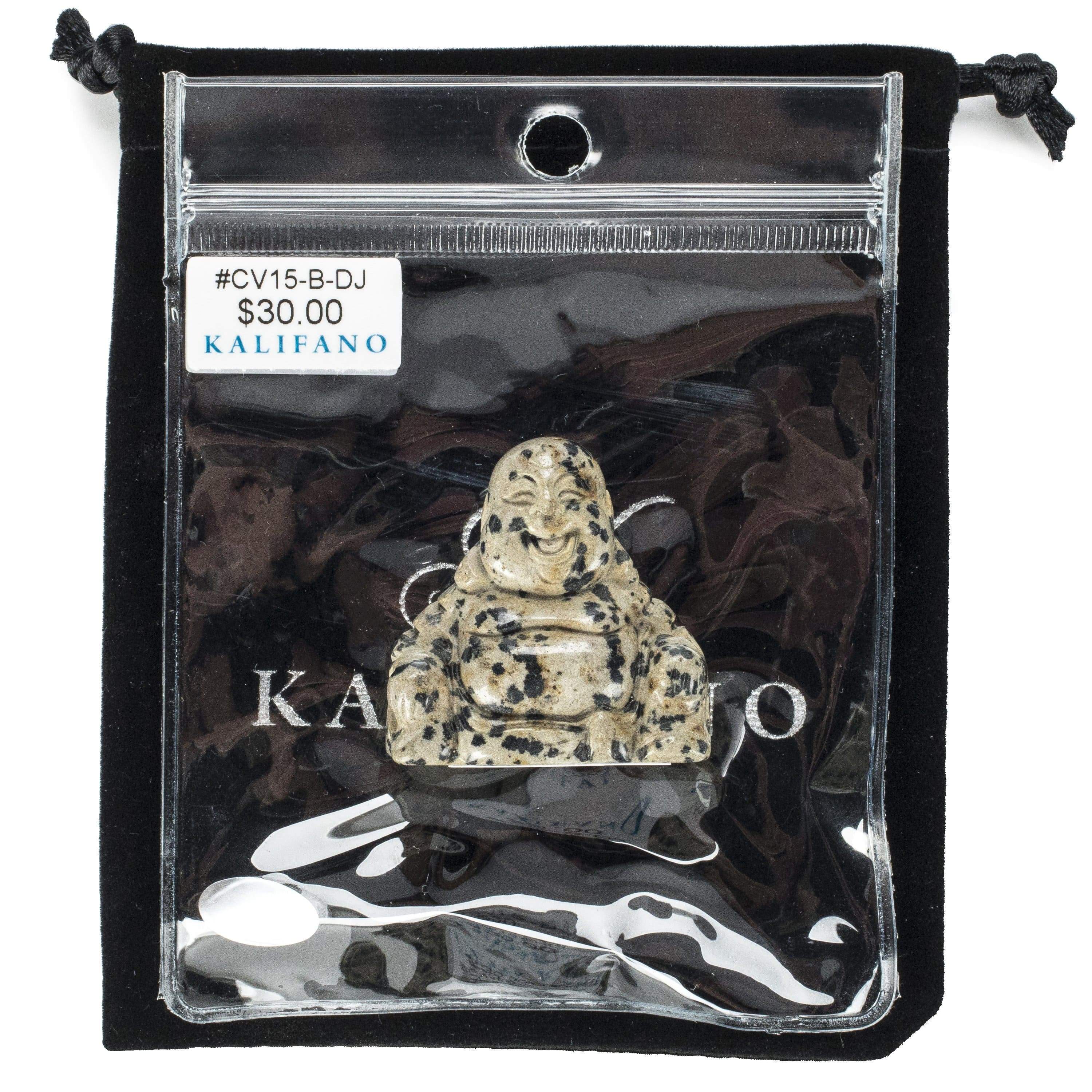 Kalifano Gemstone Carvings Dalmation Jasper Buddha 1.5'' Natural Gemstone Carving CV15-B-DJ