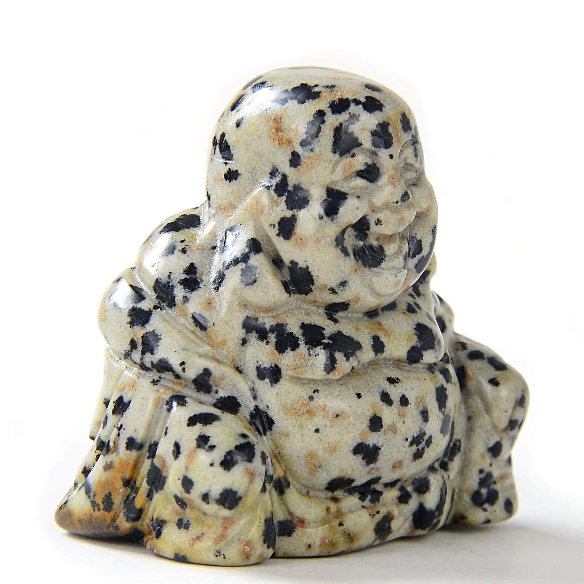 Kalifano Gemstone Carvings Dalmation Jasper Buddha 1.5'' Natural Gemstone Carving CV15-B-DJ