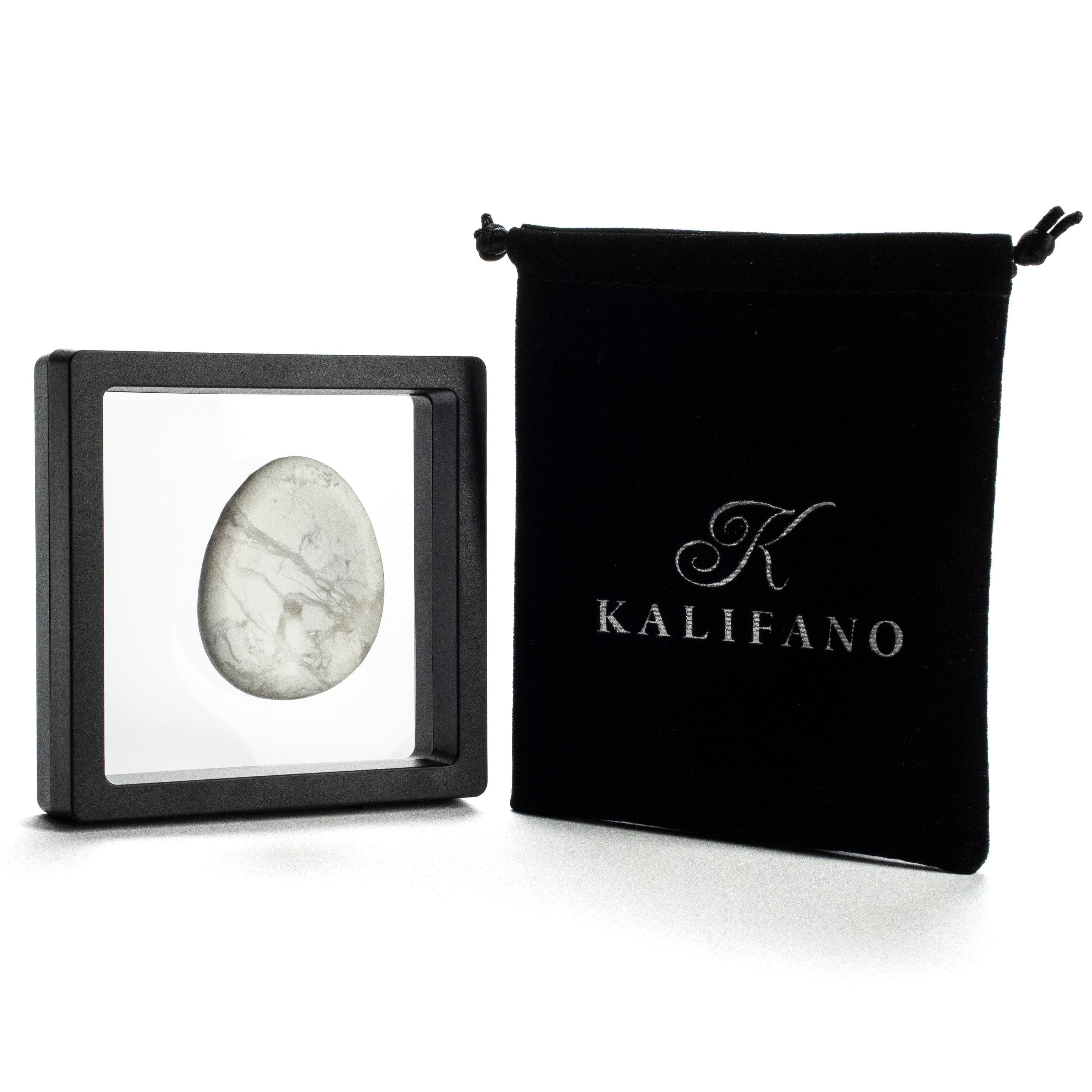 Kalifano Gemstone Carvings Howlite Worry Stone Natural Gemstone Carving CV10-W-HT