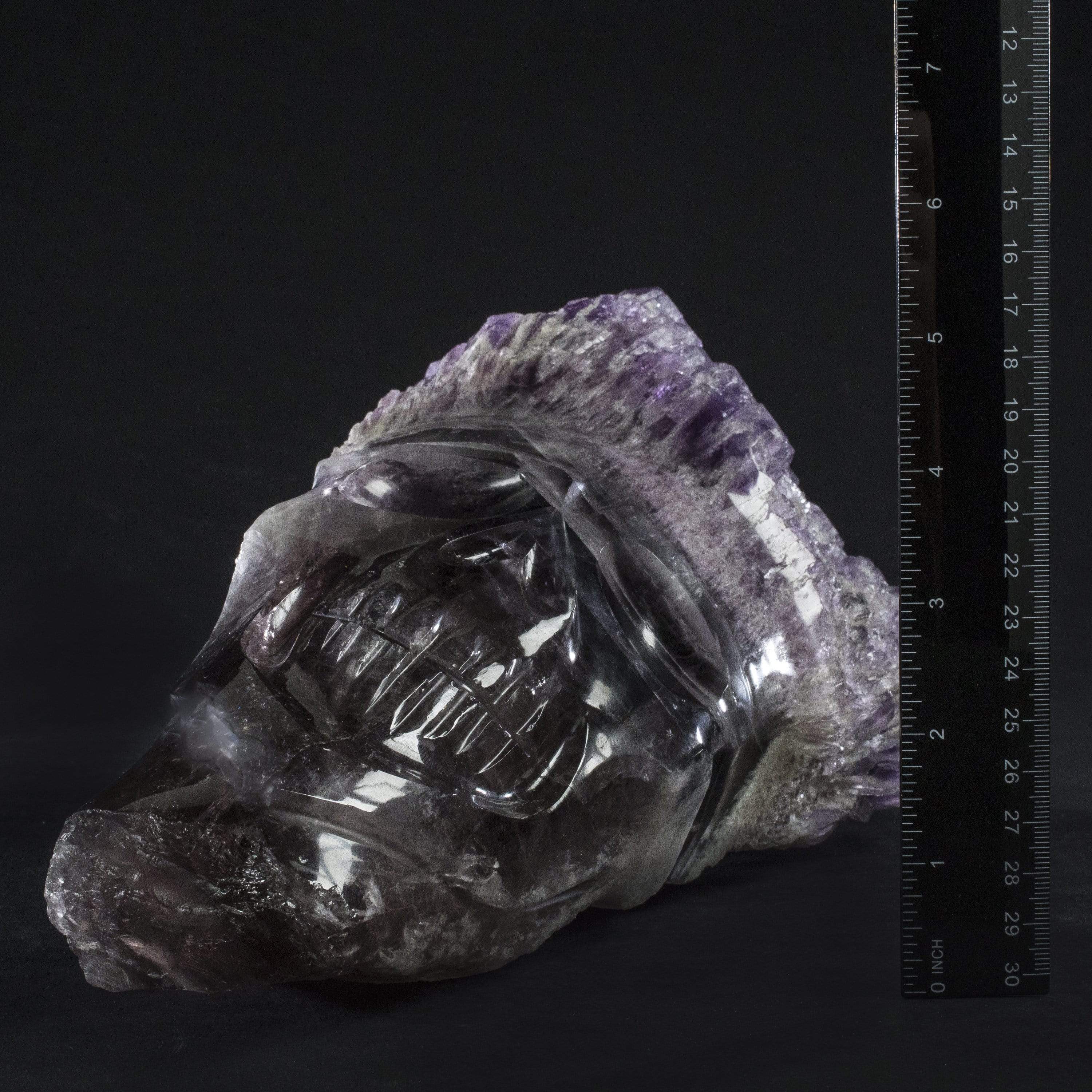 Kalifano Gemstone Carvings Natural Hand Carved Brazilian Laser Amethyst Skull - 12 in. / 15 lbs SK15000.001