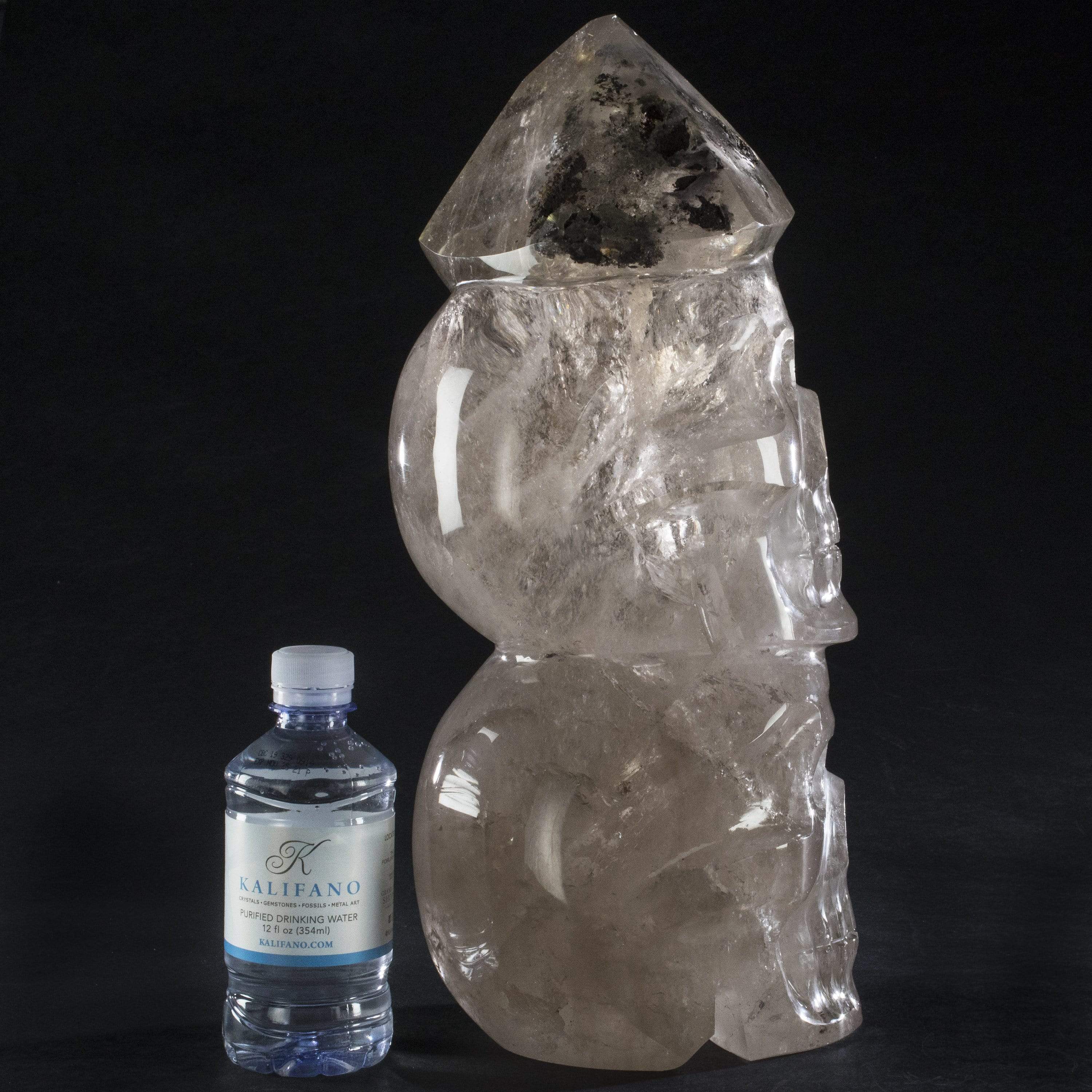 Kalifano Gemstone Carvings Natural Hand Carved Brazilian Smoky Quartz Skull - 16 in. / 32 lbs SK24000.001