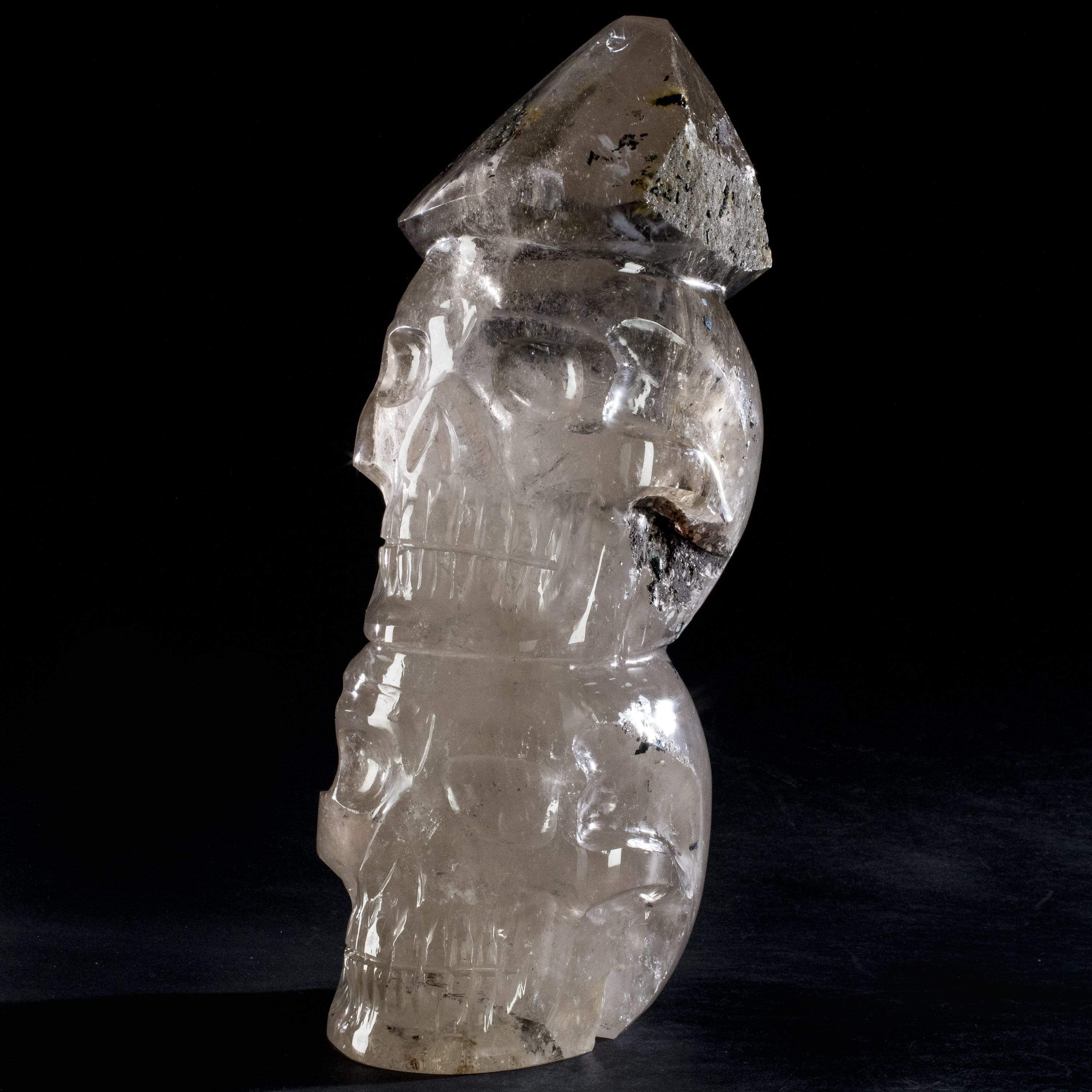 Kalifano Gemstone Carvings Natural Hand Carved Brazilian Smoky Quartz Skull - 16 in. / 32 lbs SK24000.001