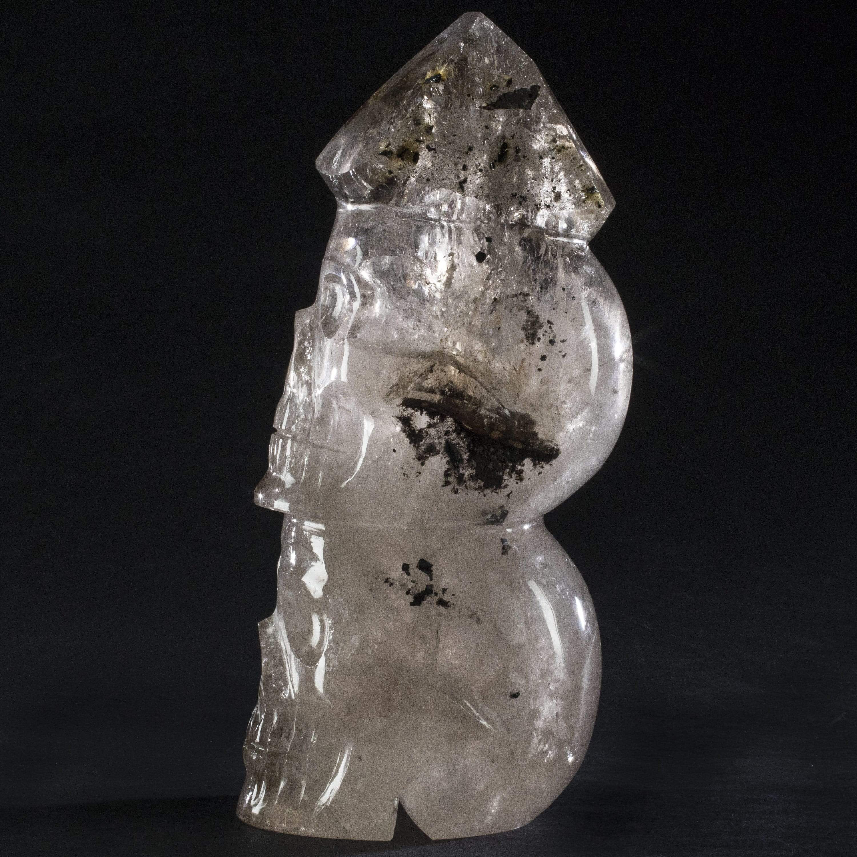 Kalifano Gemstone Carvings Natural Hand Carved Brazilian Smoky Quartz Skull - 16 in. / 32 lbs SK24000.001