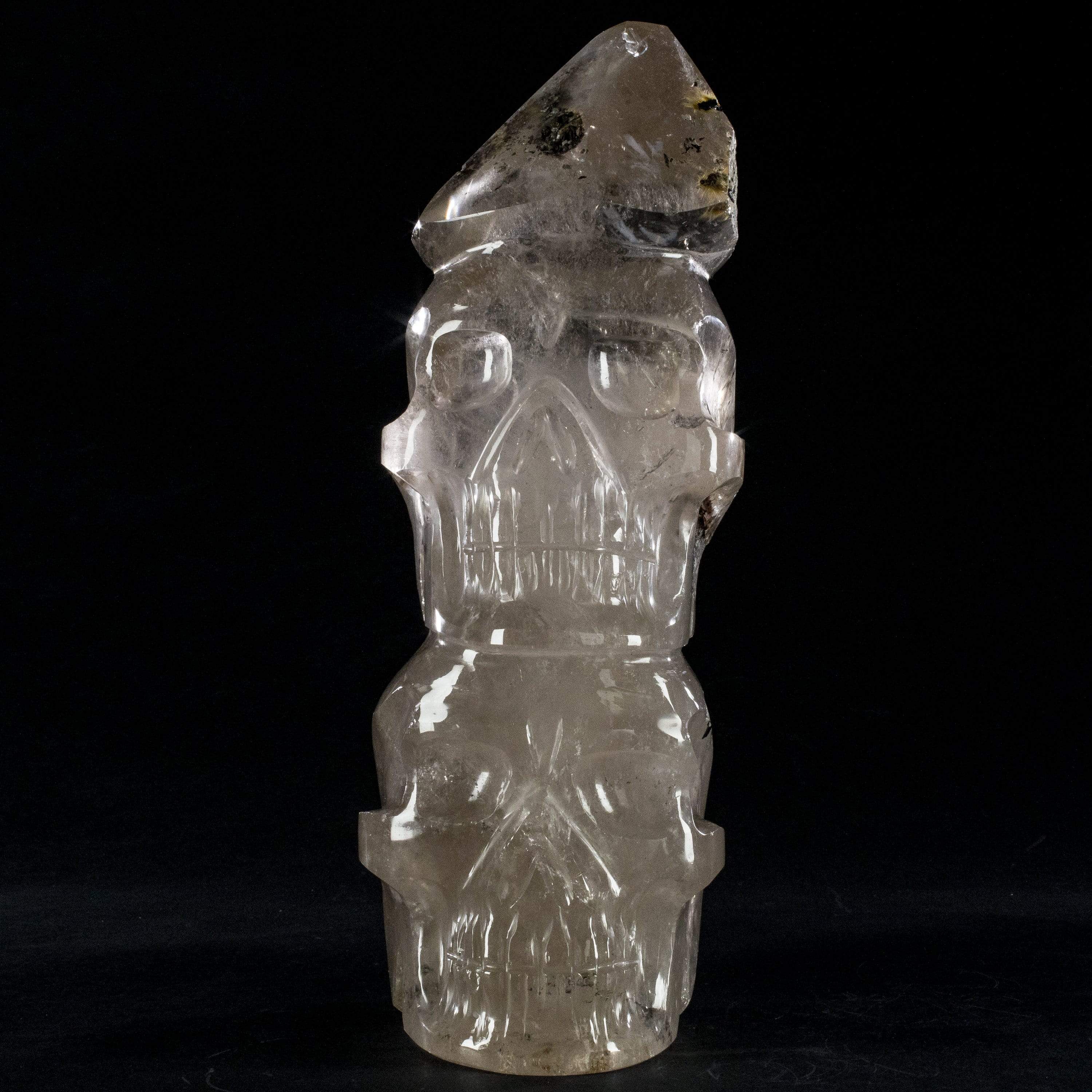 Kalifano Gemstone Carvings Natural Hand Carved Brazilian Smoky Quartz Skull - 16 in. / 32 lbs SK24000.001