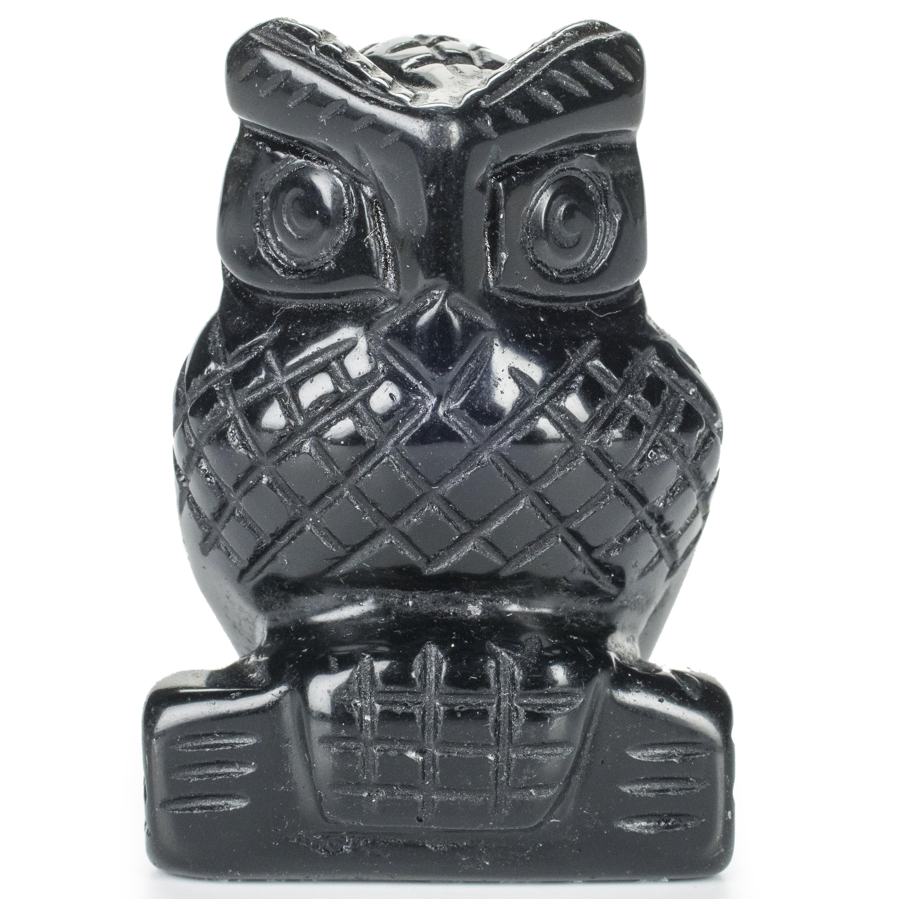 Kalifano Gemstone Carvings Obsidian Owl 2'' Natural Gemstone Carving CV28-O-OB