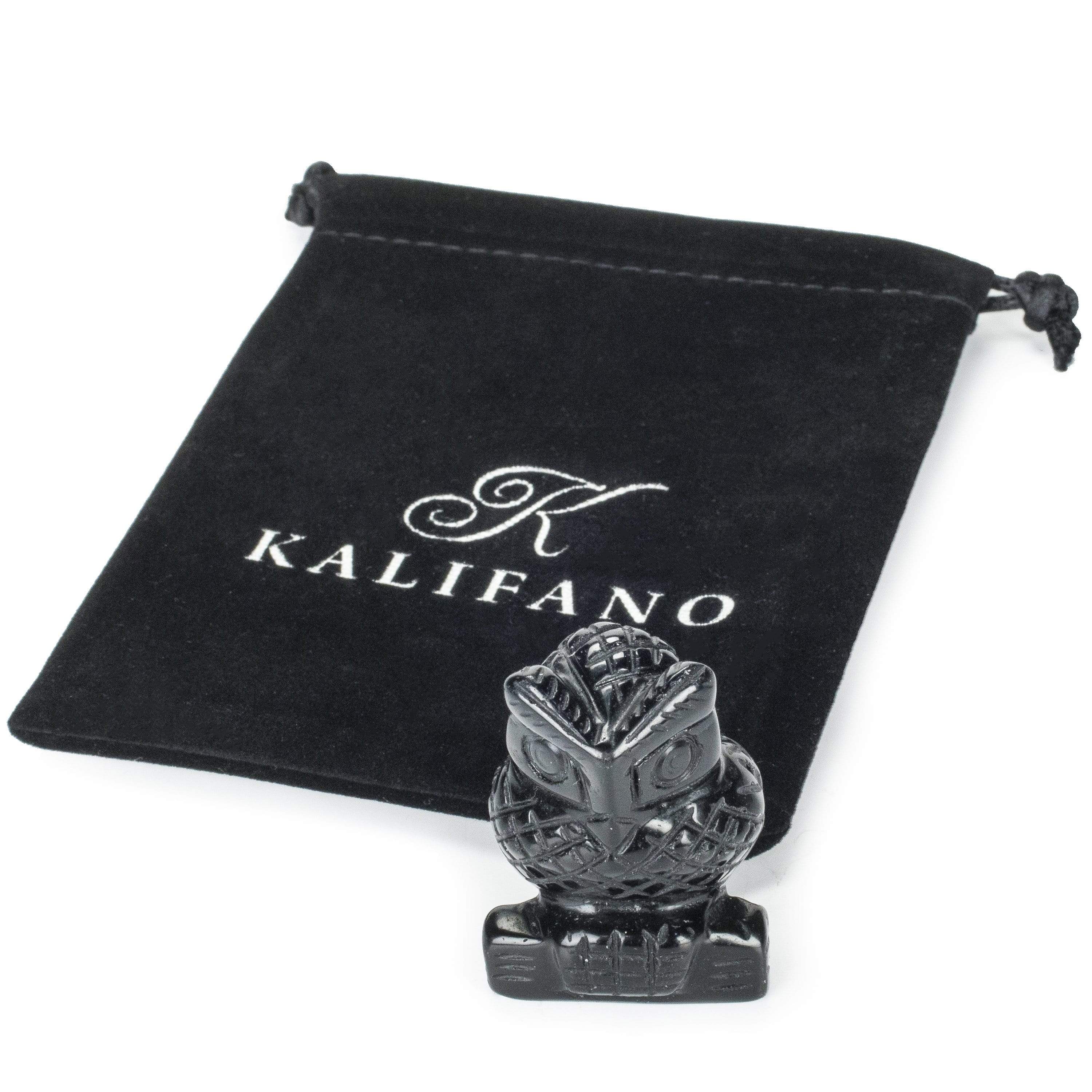 Kalifano Gemstone Carvings Obsidian Owl 2'' Natural Gemstone Carving CV28-O-OB
