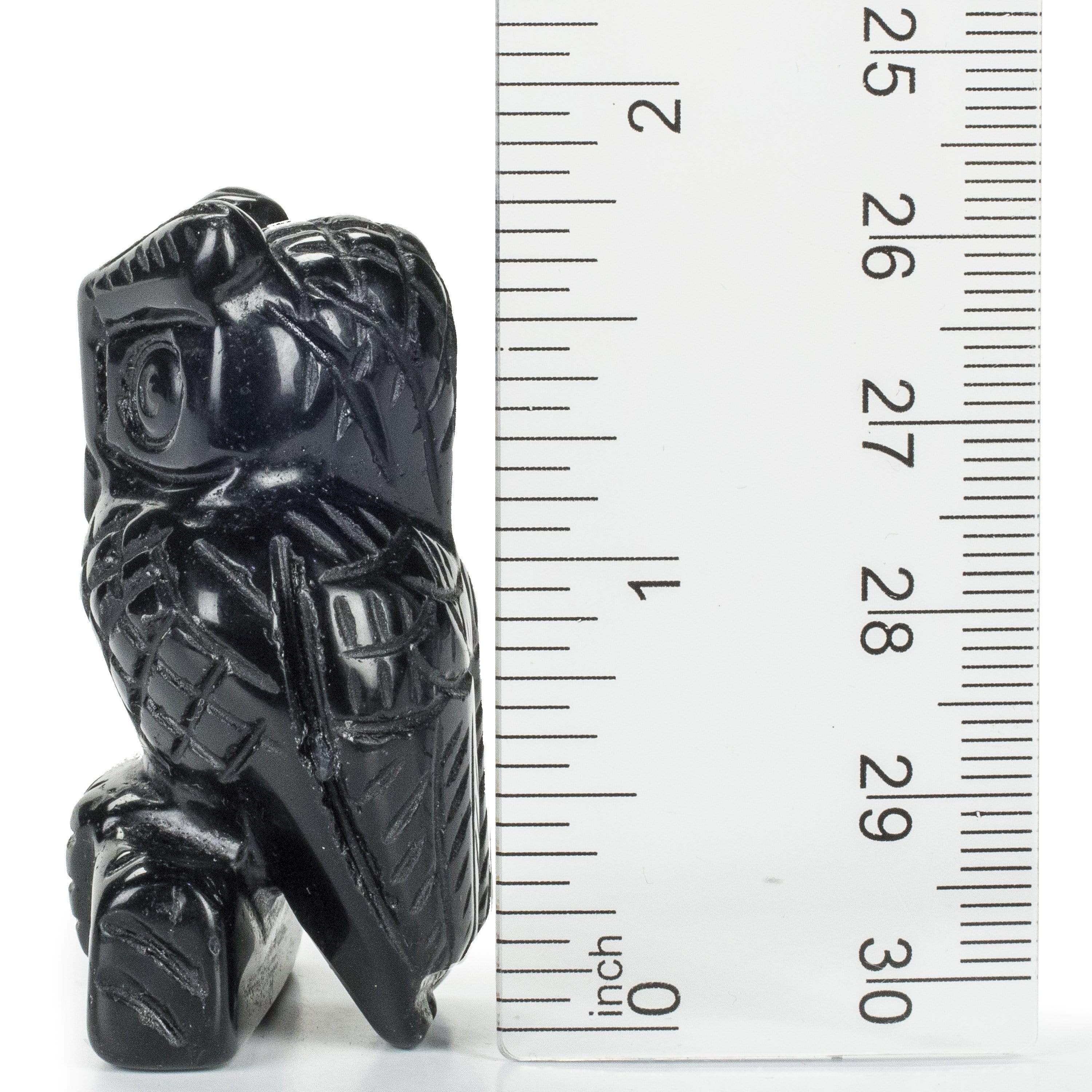Kalifano Gemstone Carvings Obsidian Owl 2'' Natural Gemstone Carving CV28-O-OB