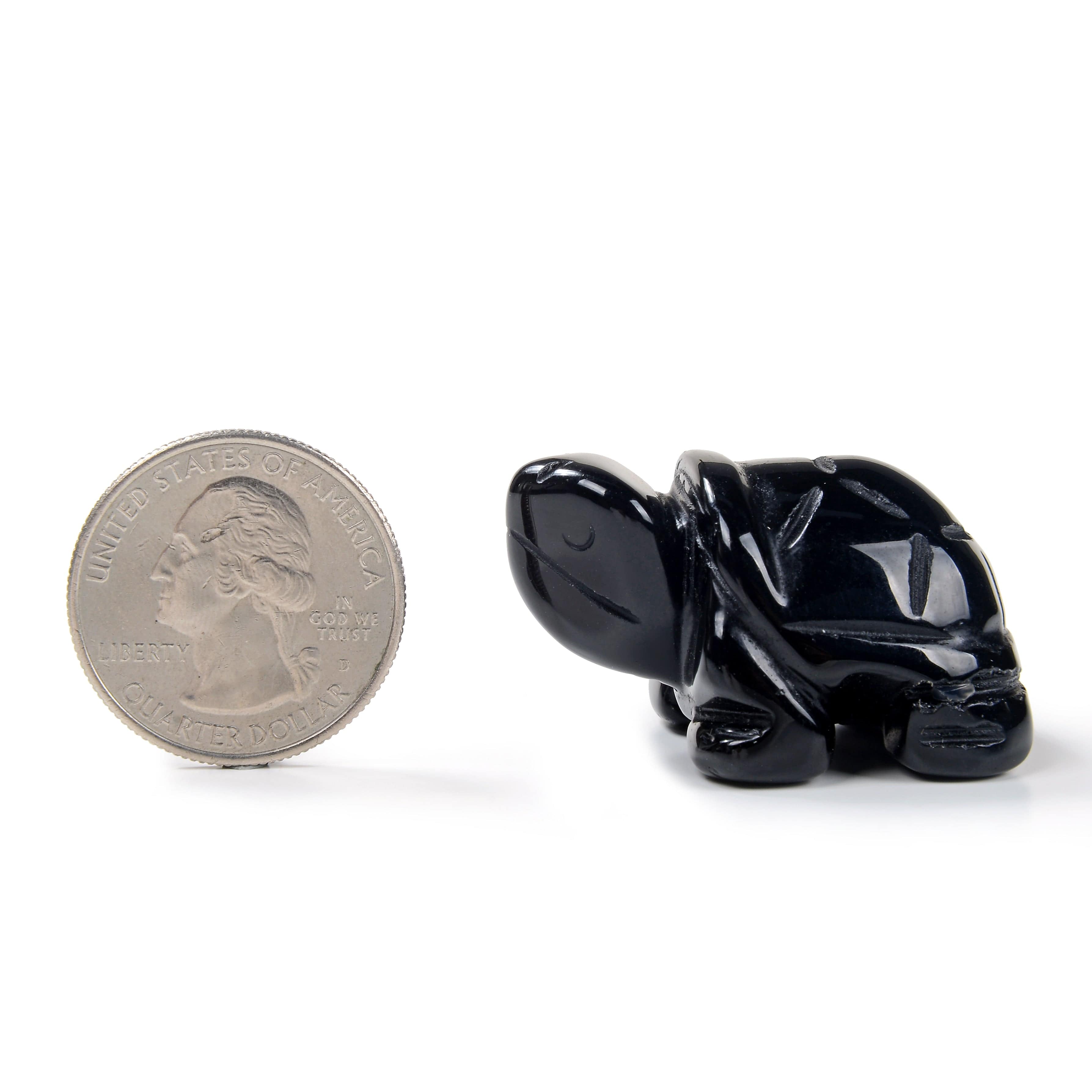 Kalifano Gemstone Carvings Obsidian Turtle 1.5'' Natural Gemstone Carving CV13-T-OB