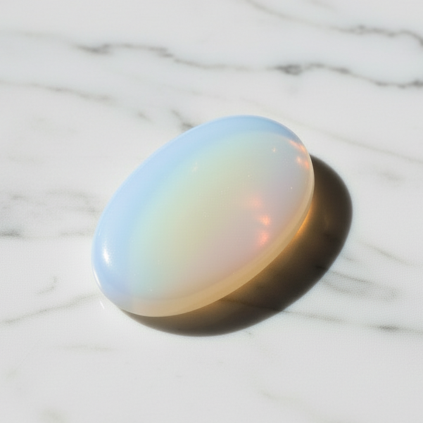 Kalifano Gemstone Carvings Opalite Moonstone Worry Stone PS60-MS