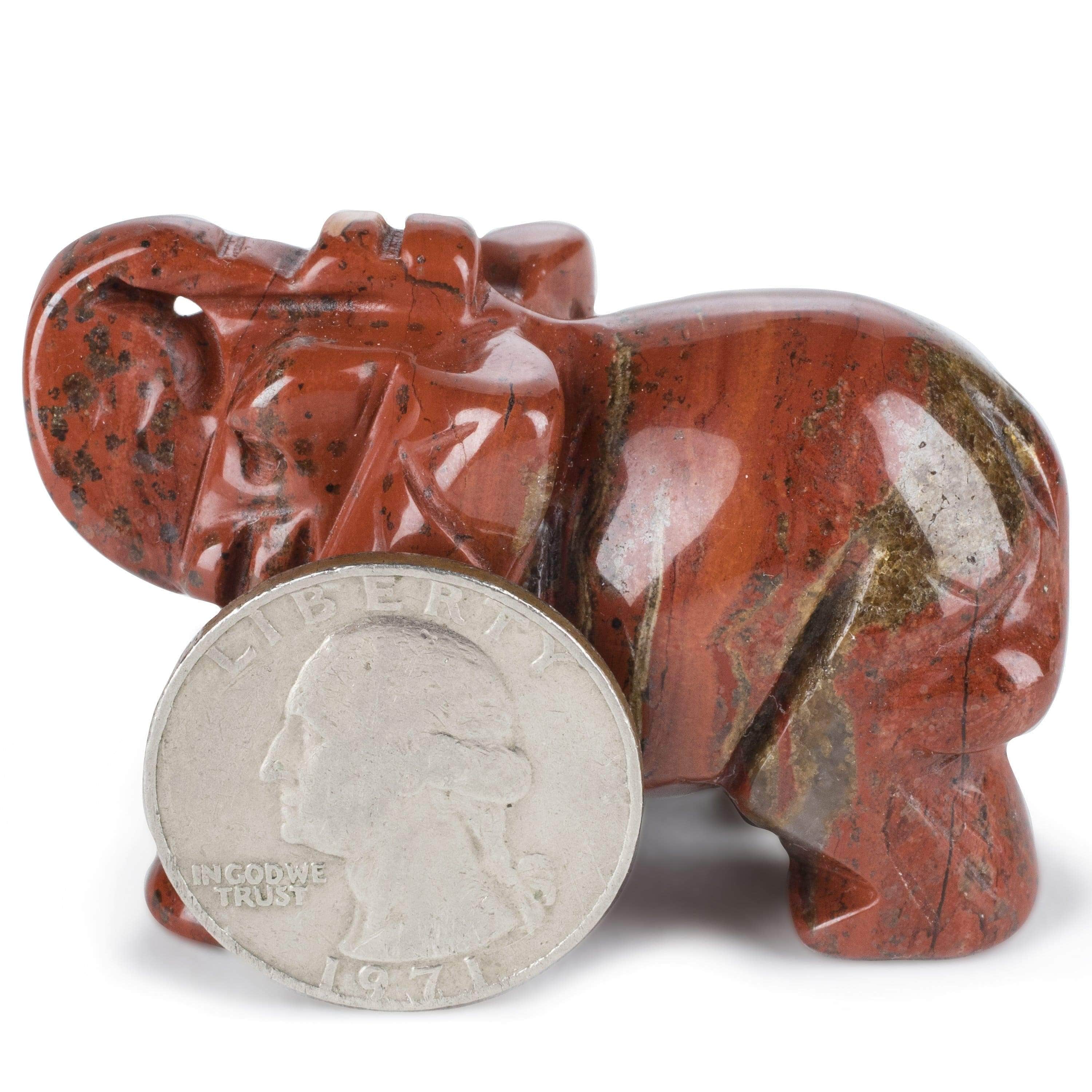 Kalifano Gemstone Carvings Red Jasper Elephant 2" Gemstone Carving CV15-E-RJ