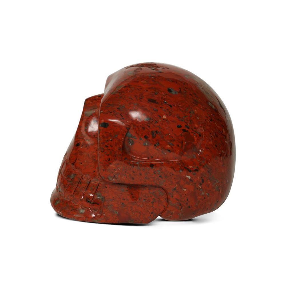 Kalifano Gemstone Carvings SKULL3600.007 - Hand Carved Brecciated Jasper Skull-Brazil- 7,390 Grams 8" x 6" x 6" SKULL3600.007