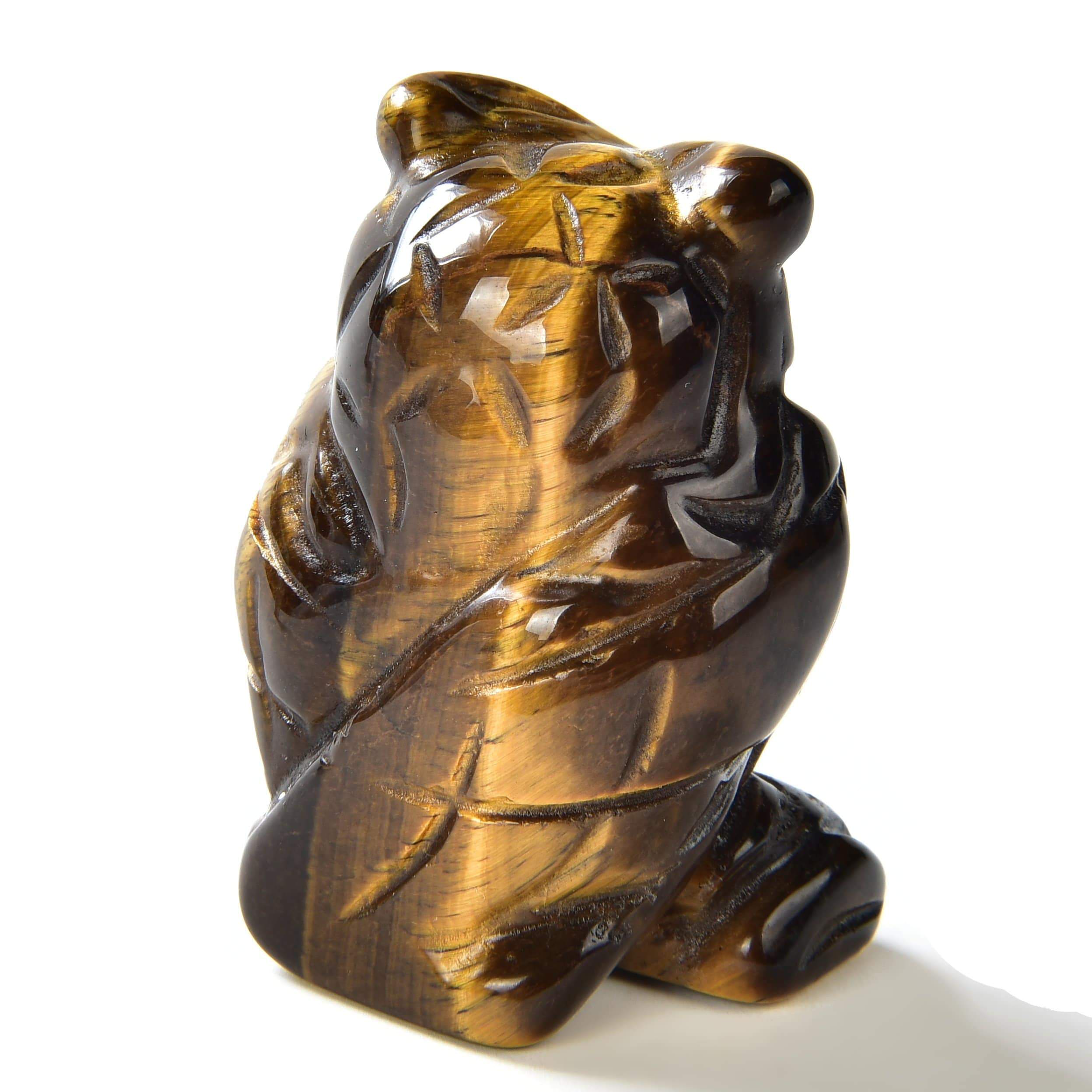 Kalifano Gemstone Carvings Tiger Eye Owl 1.5" Natural Gemstone Carving CV12-O-TE