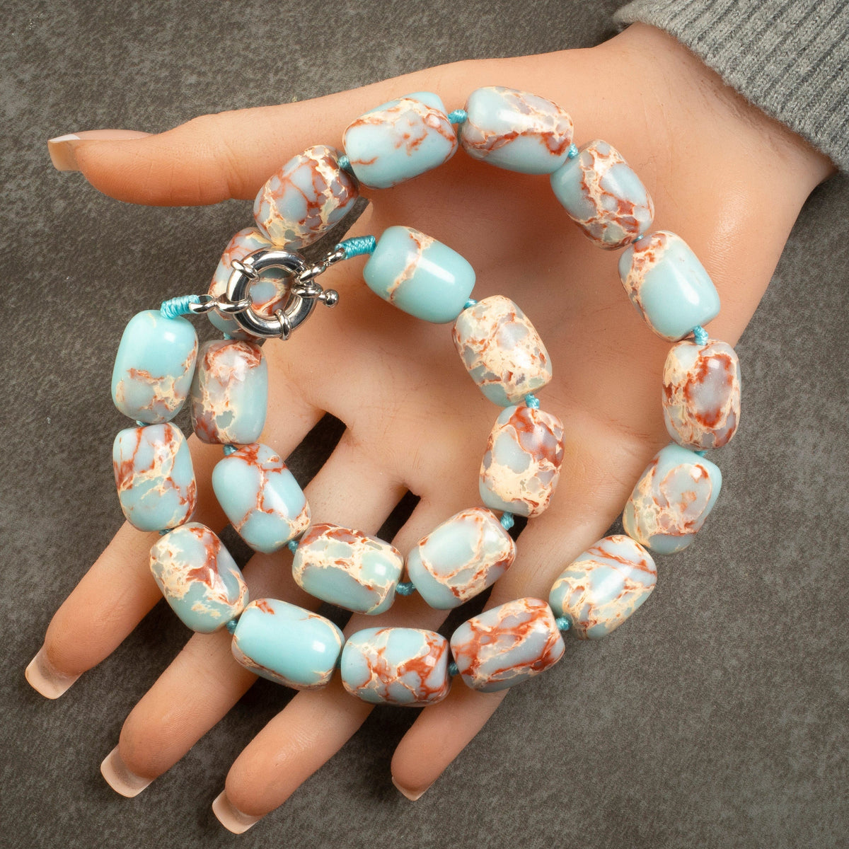 KALIFANO Gemstone Necklaces Agalmatolite Gemstone Necklace GOLD-NGP-006