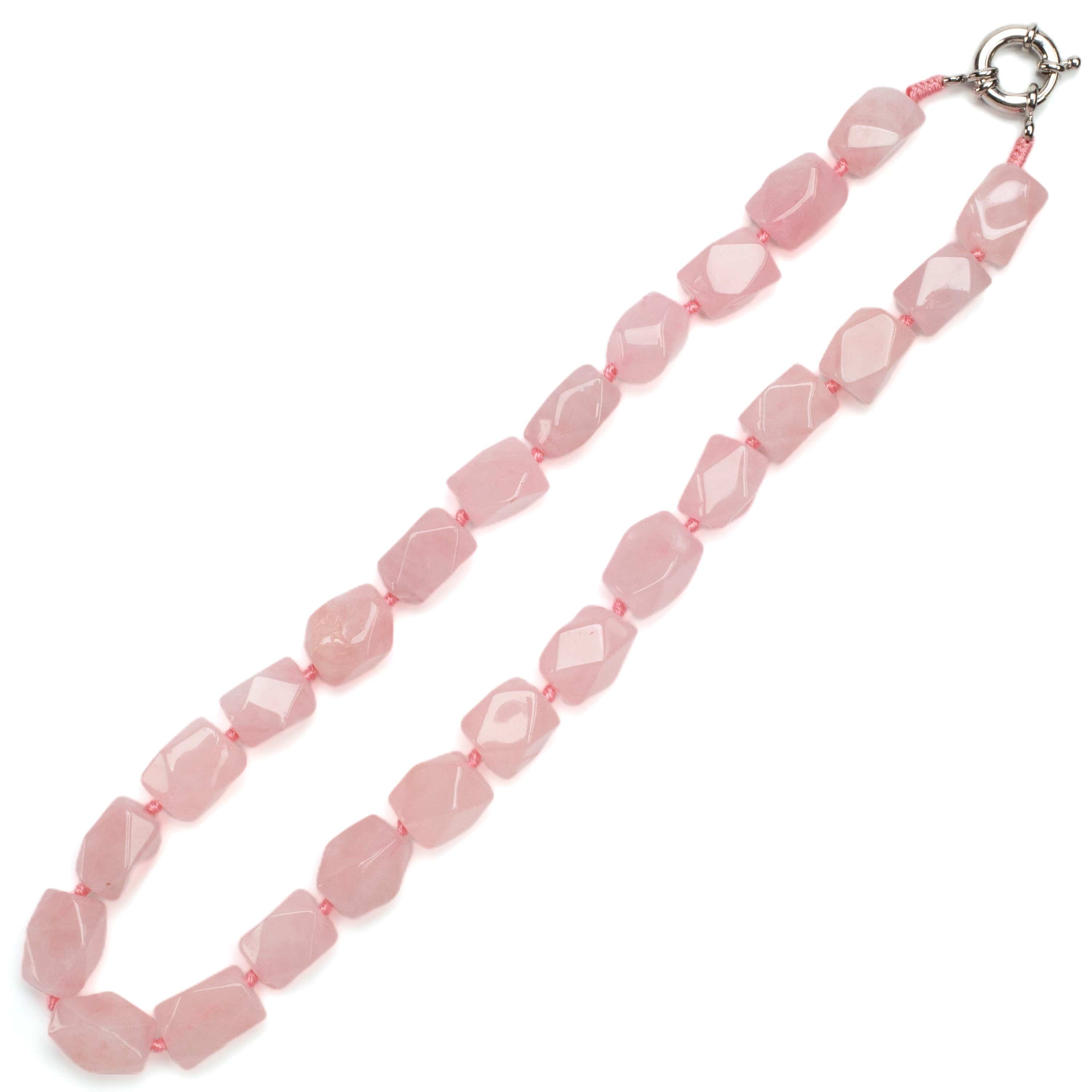 KALIFANO Gemstone Necklaces Faceted Rose Quartz Necklace GOLD-NGP-011