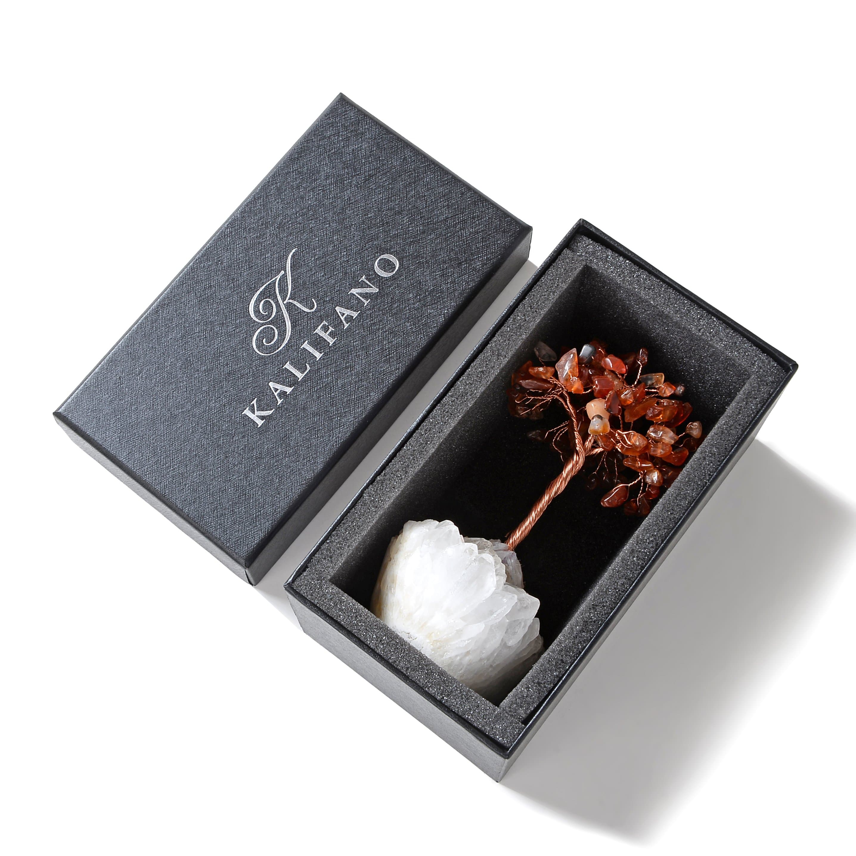 Kalifano Gemstone Trees Carnelian Natural Gemstone Tree of Life with Quartz Base K922Q-CR