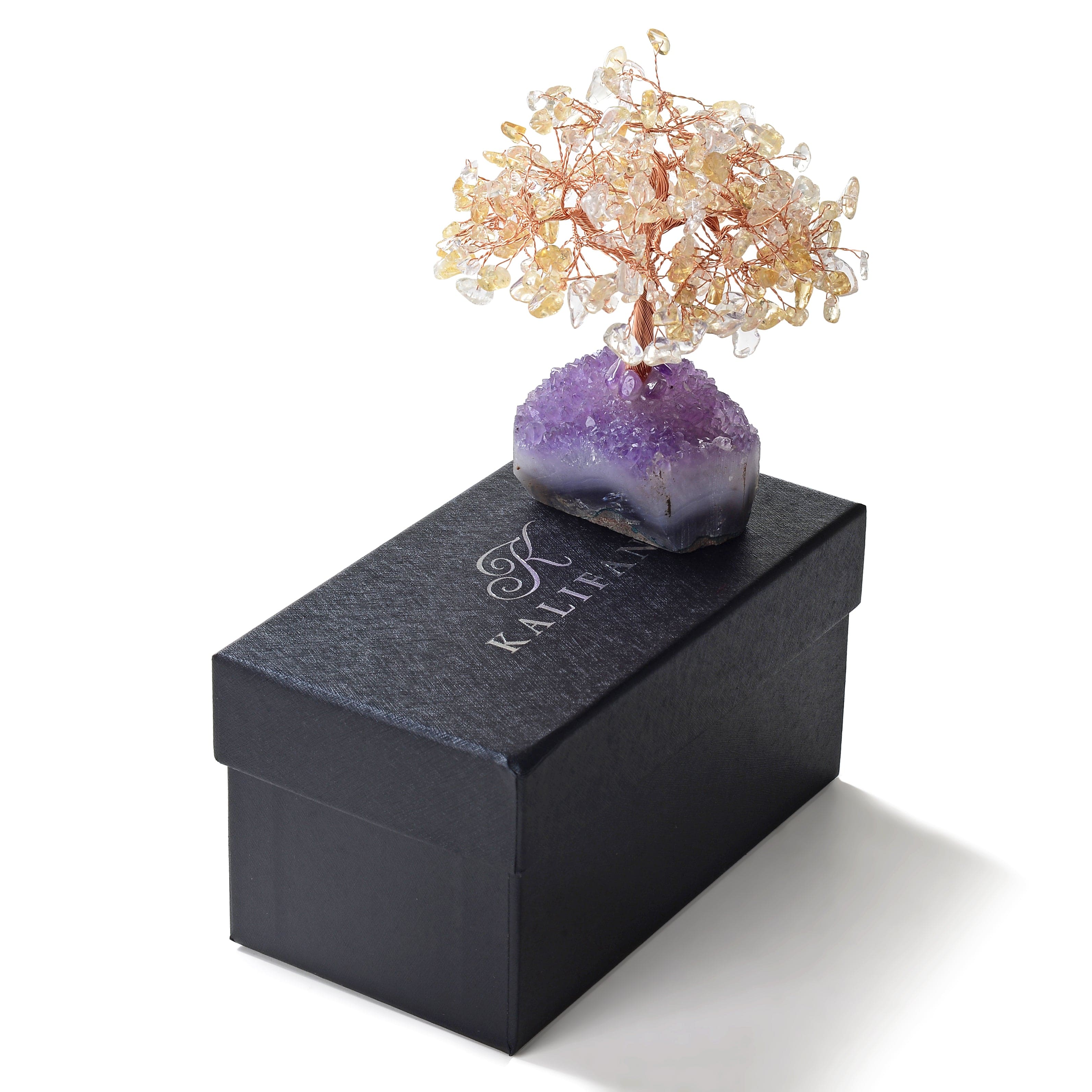 Kalifano Gemstone Trees Citrine Natural Gemstone Tree of Life with Amethyst Geode Base K946-CT