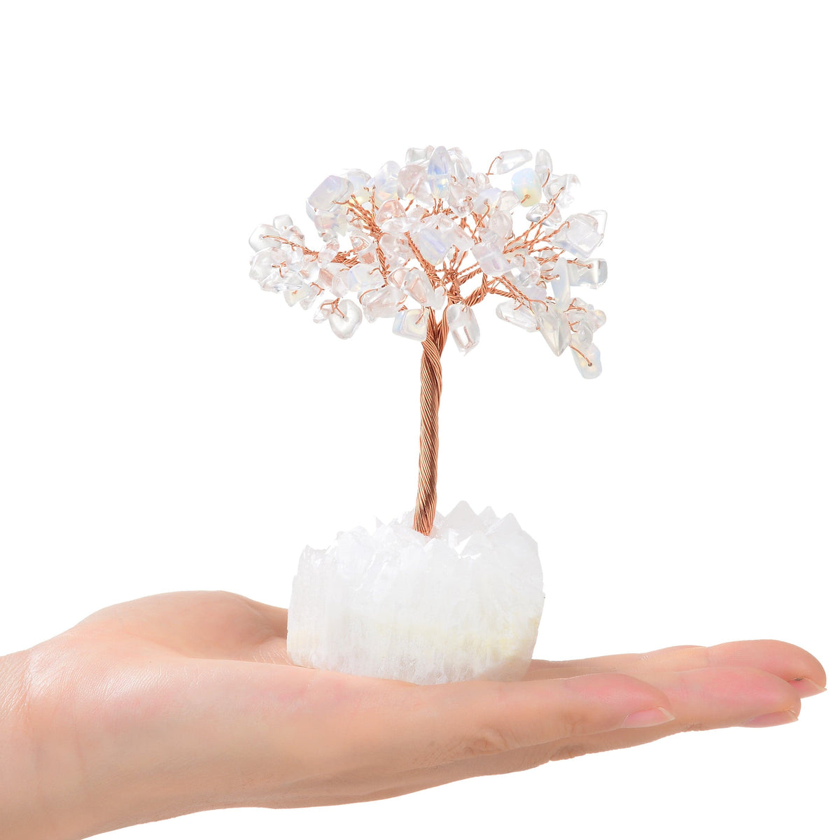 Kalifano Gemstone Trees Opalite Moonstone Gemstone Tree of Life with Quartz Base K922Q-MS