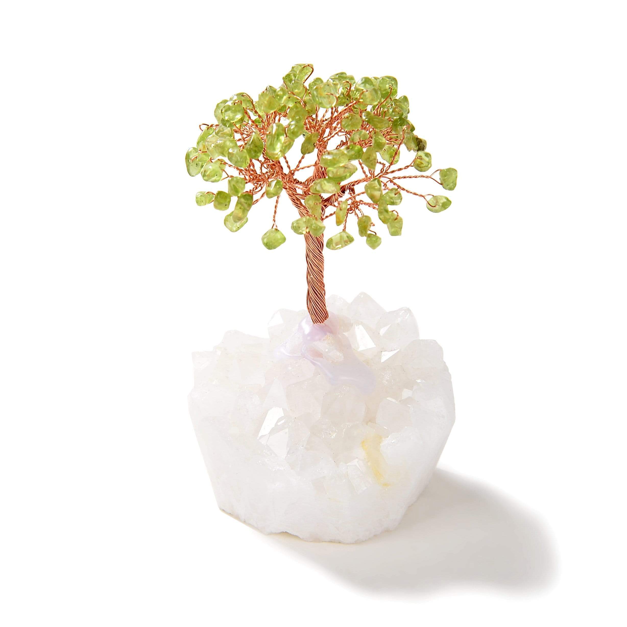 Kalifano Gemstone Trees Peridot Natural Gemstone Tree of Life with Quartz Base K922Q-PR